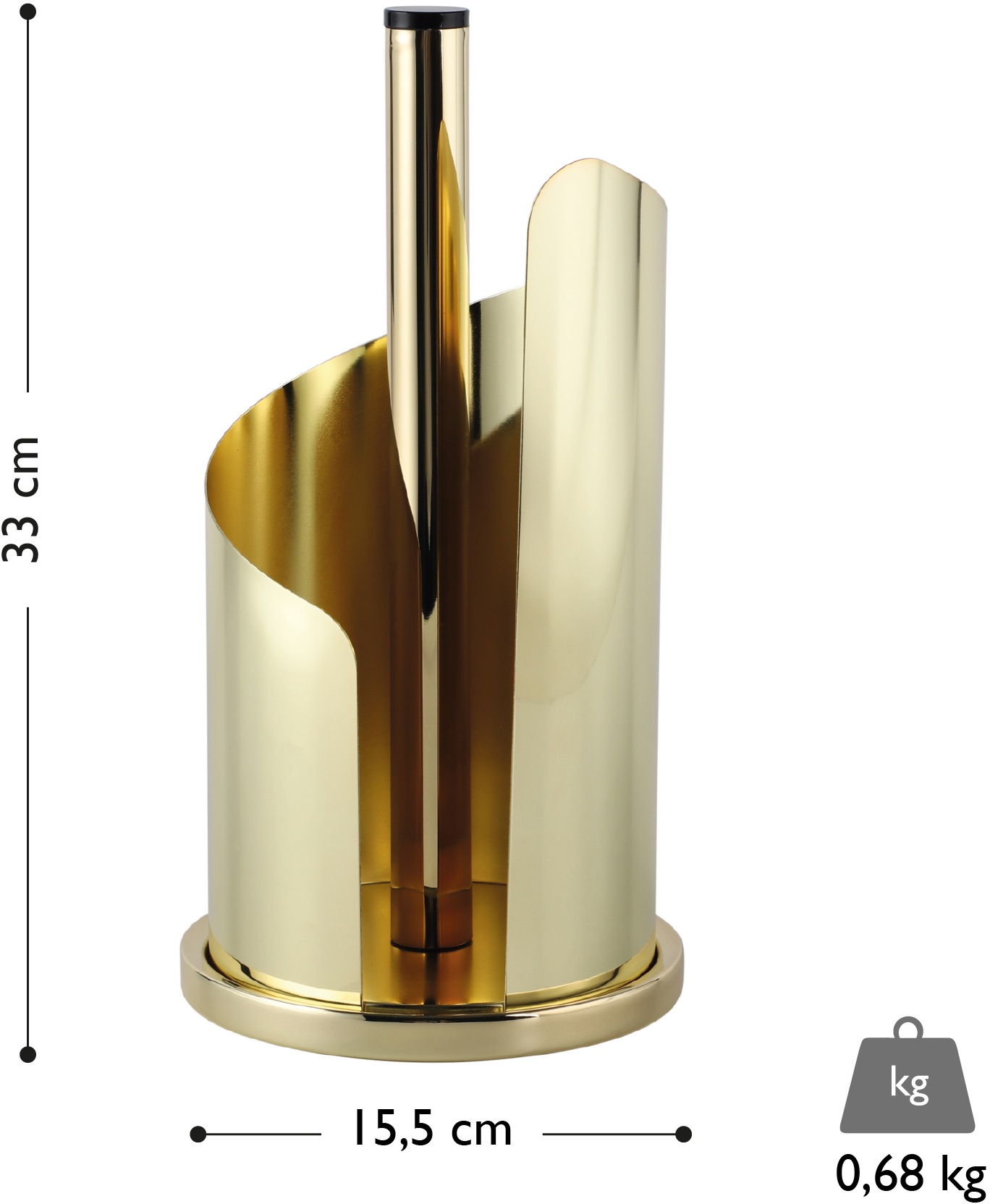 ECHTWERK Küchenrollenhalter, (1 St.), Papierrollenhalter aus Edelstahl, Rollenhalter, Stehend, 15,5 x 33 cm