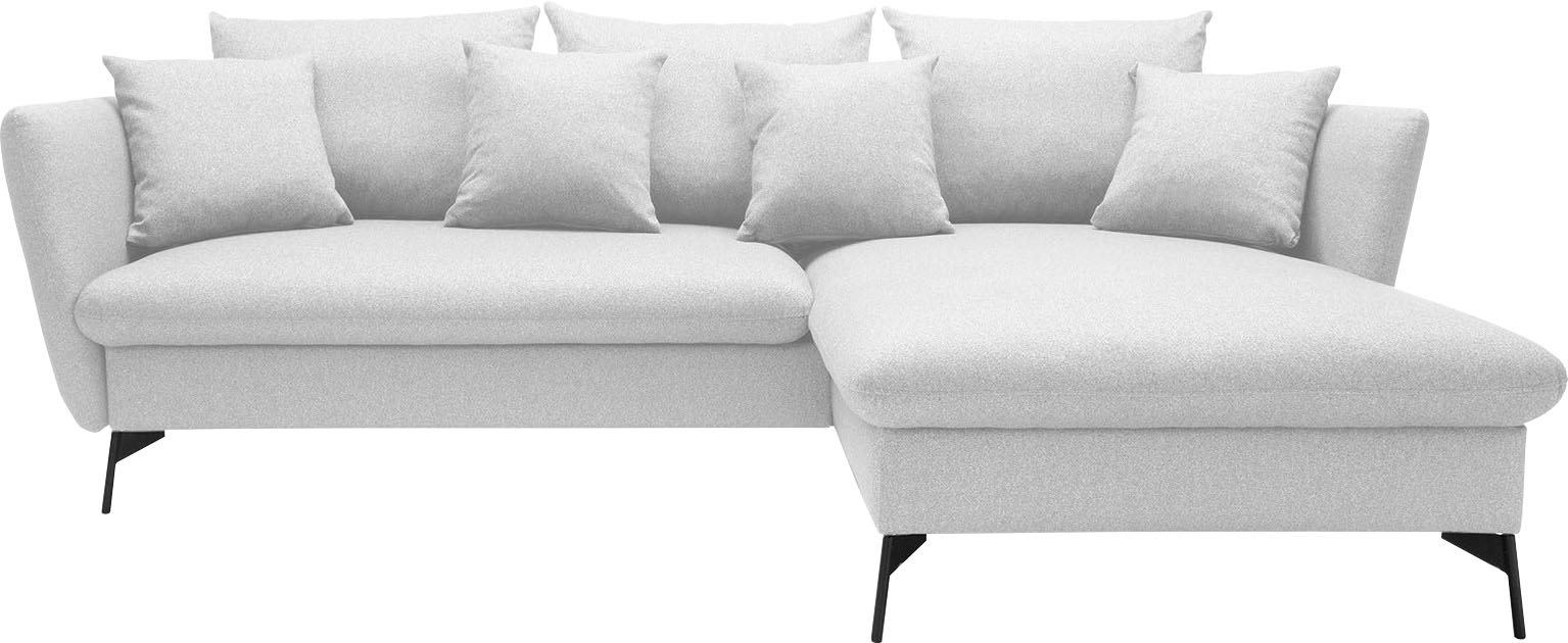 andas Ecksofa »LIVORNO,258 cm, L-Form,«, Schlaffunktion u. Bettkasten (139/224cm), Samt, Struktur, Webstoff