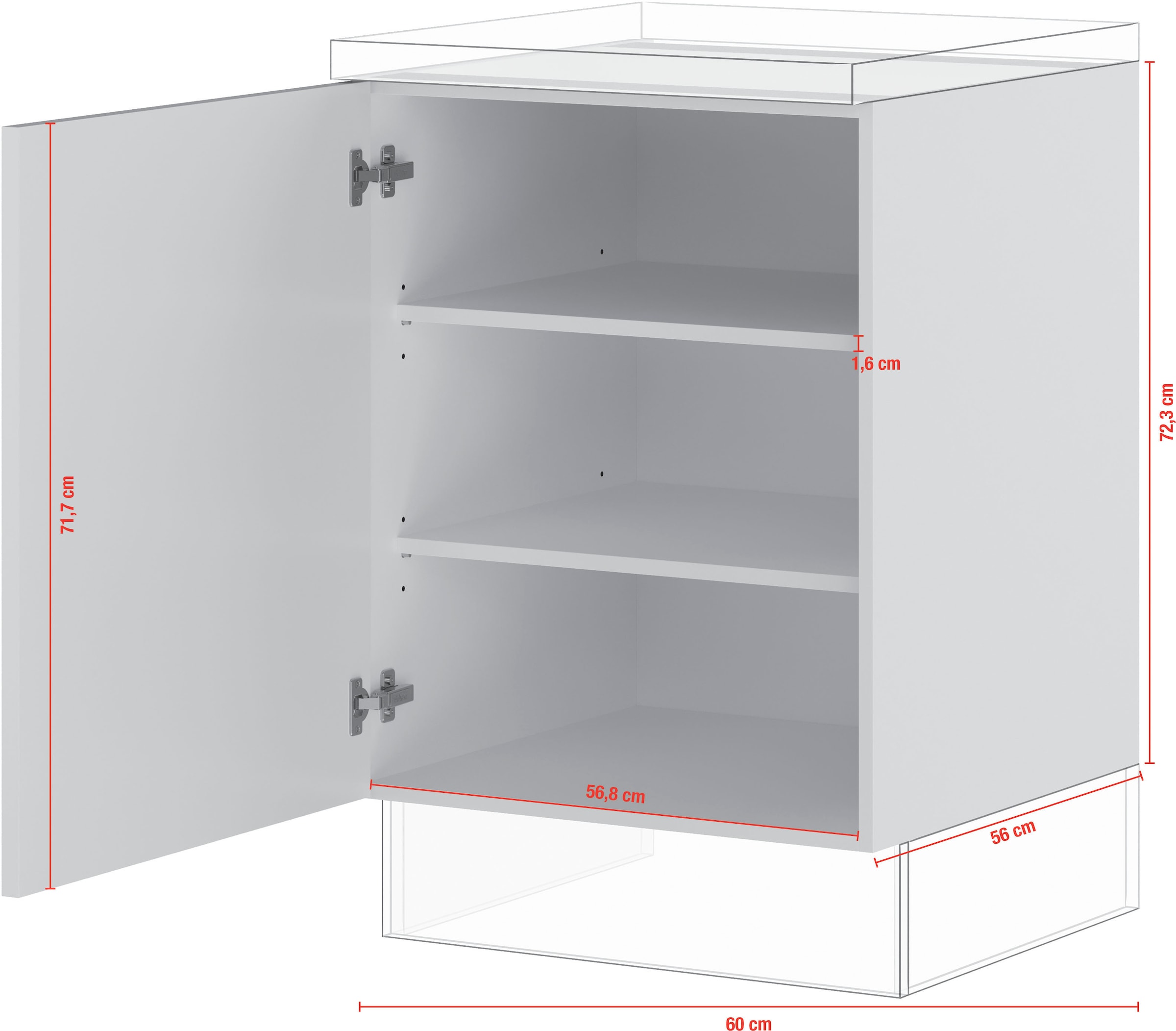 IMPULS KÜCHEN Unterschrank »"Prag und Valencia", Breite/Höhe: 60/72,3 cm«, vormontiert, mit Soft-Close