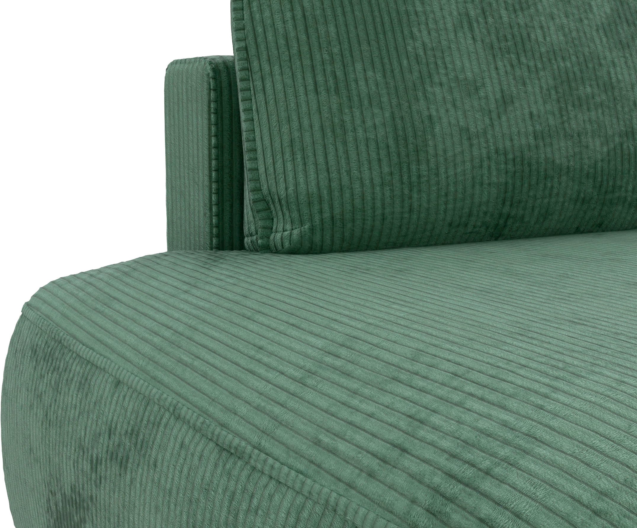 TRENDMANUFAKTUR Ecksofa »Fordon II, Schlafsofa mit Bettkasten, Couch in L-Form, Breite 250 cm«, in Cordstoff HYPER, dunkelgrün, Armlehne rechts
