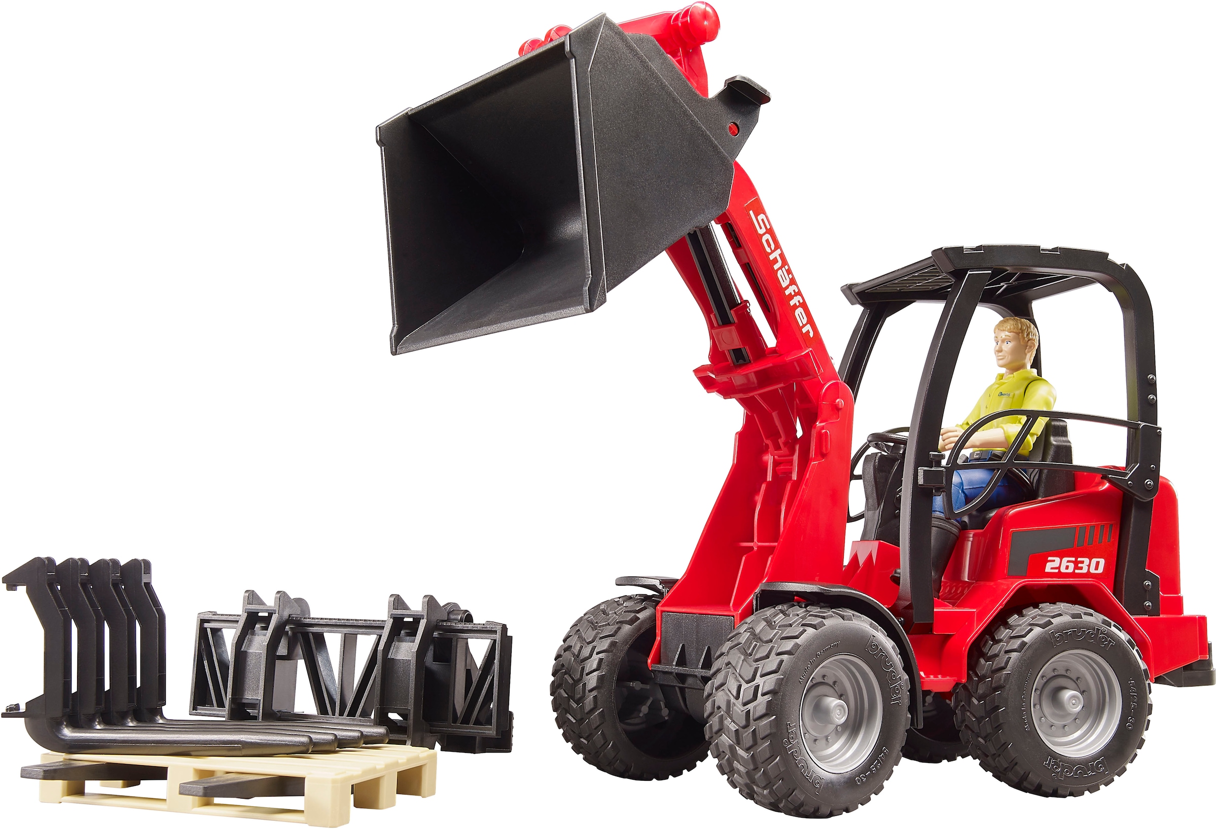 Bruder® Spielzeug-Bagger »Schäffer Hoflader 2630 mit Figur und Zubehör (02191)«, Made in Europe
