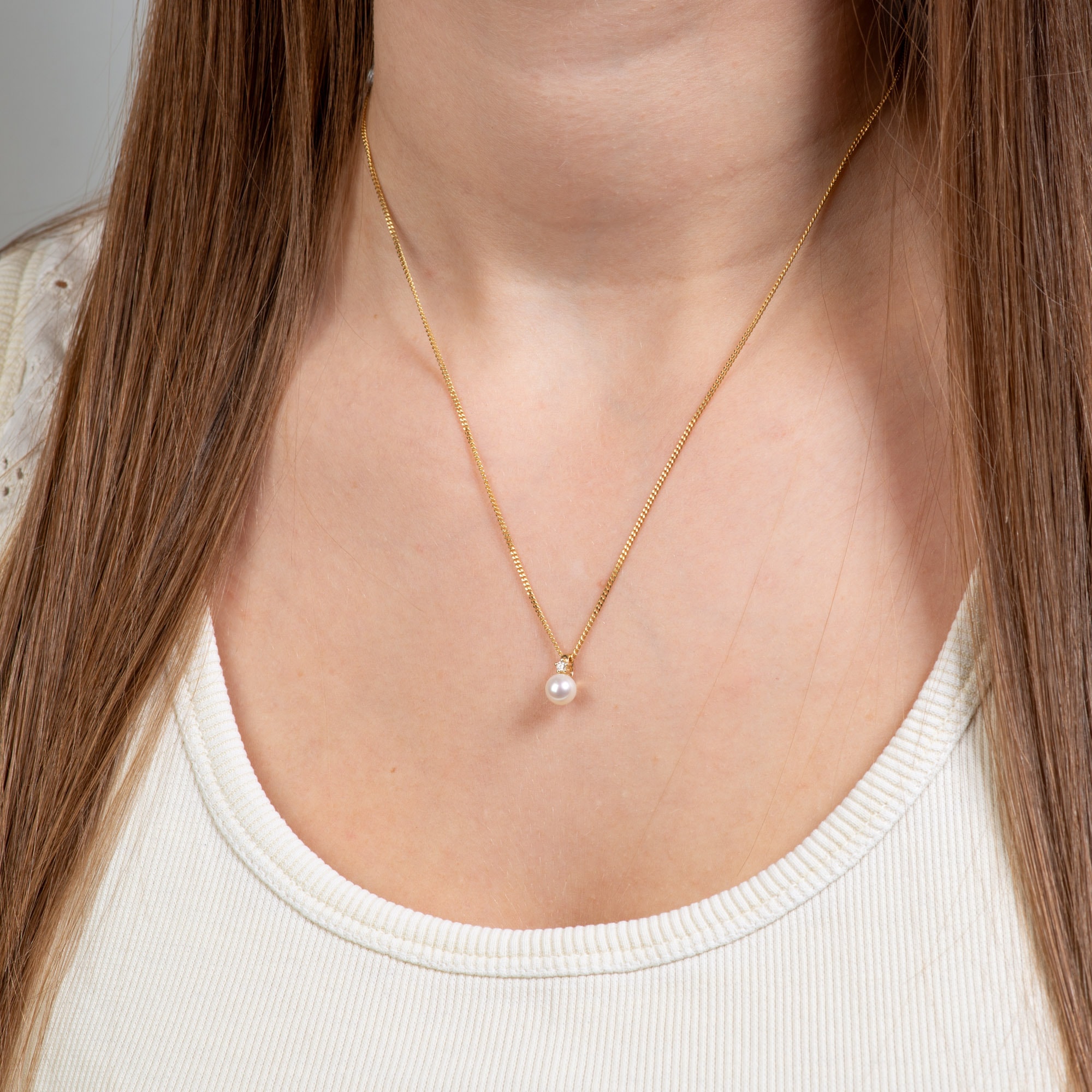 Orolino Kette mit Anhänger »585 Gold mit Brillant 0,03ct. + Perle weiß 6,5-7mm«