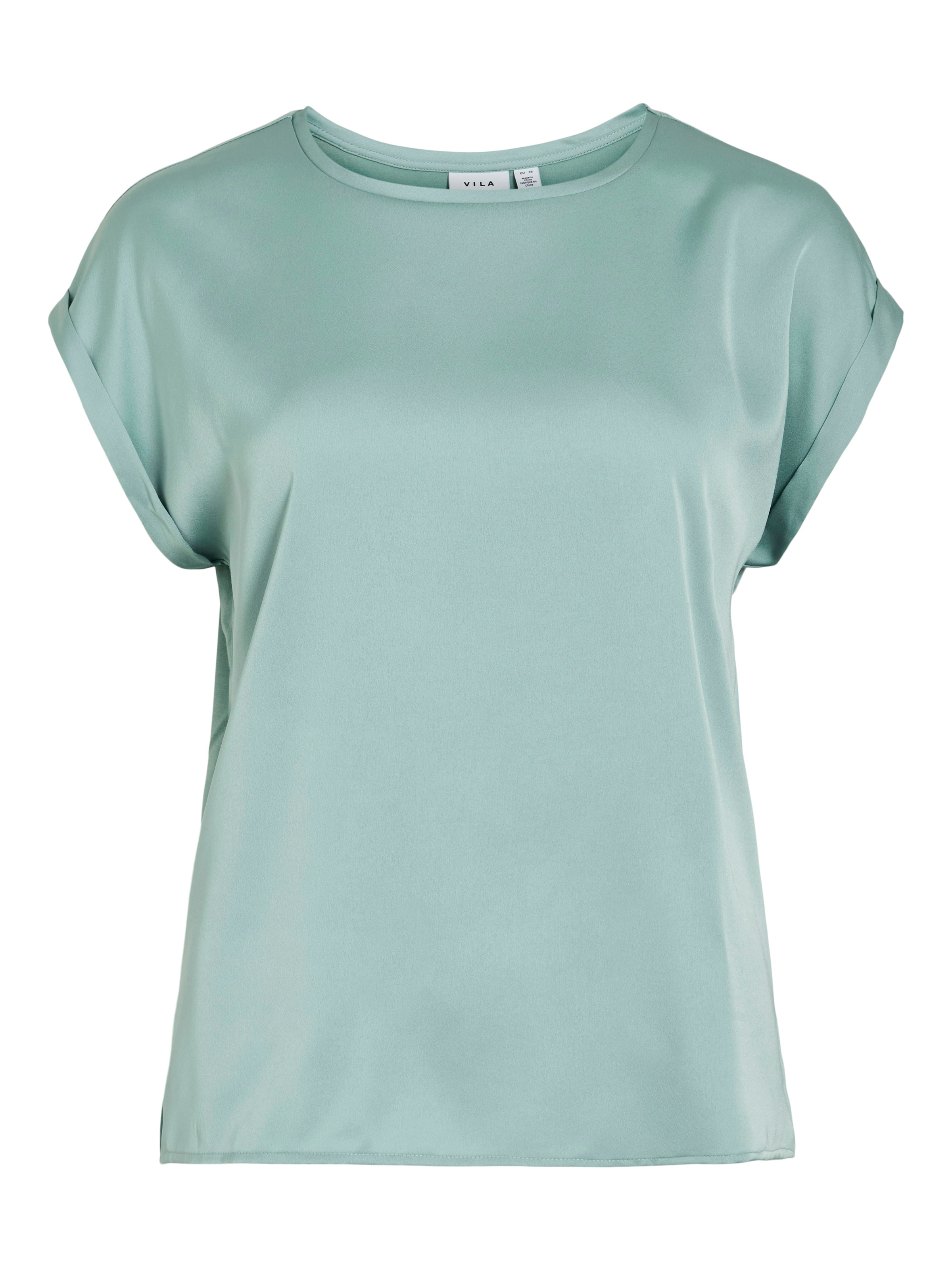 Vila Kurzarmshirt "VIELLETTE S/S SATIN TOP - NOOS" Satin Optik günstig online kaufen