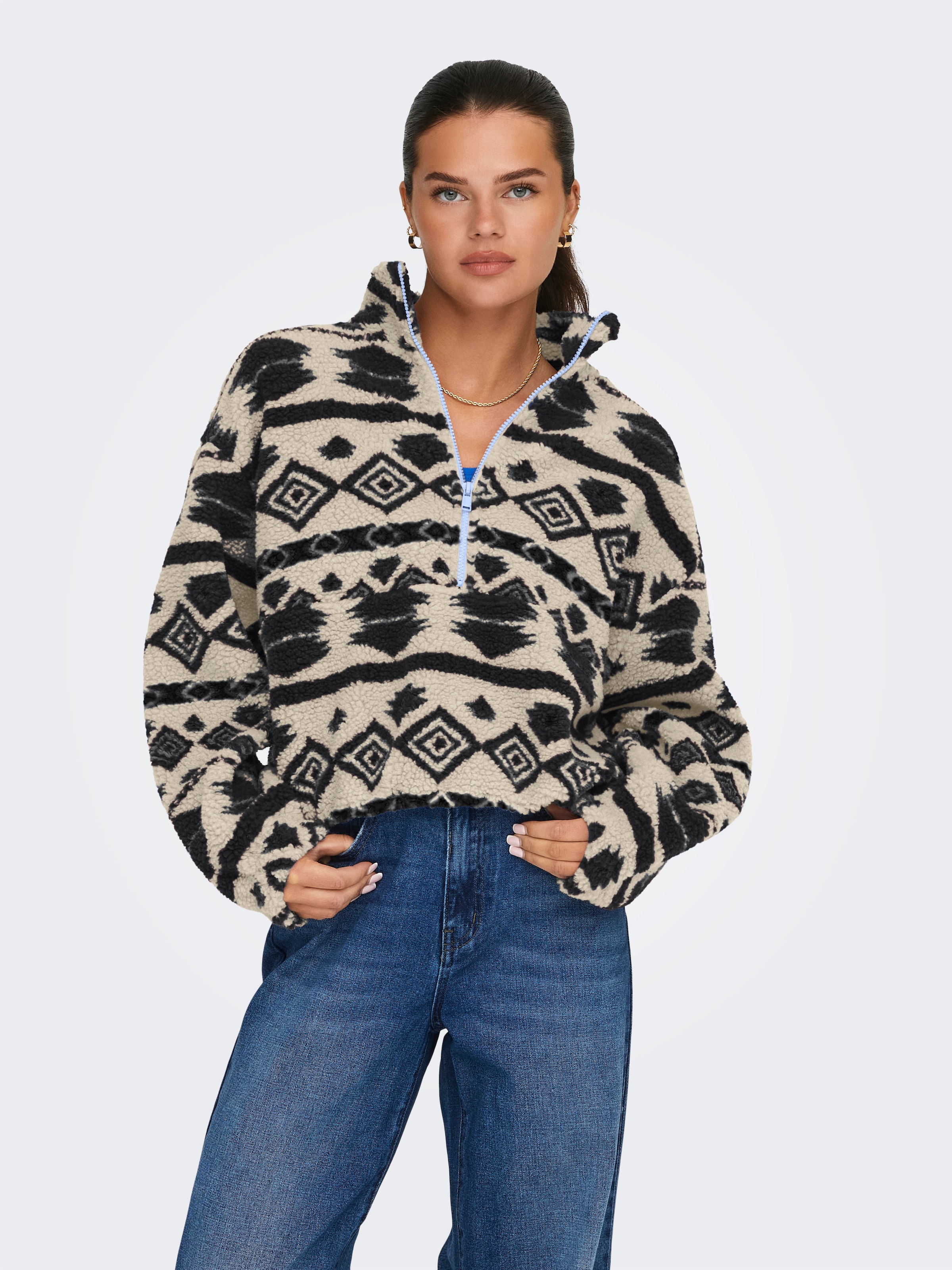 ONLY Sweatshirt "ONLJANNE AZTEC TEDDY L/S HALFZIP CC SWT" günstig online kaufen