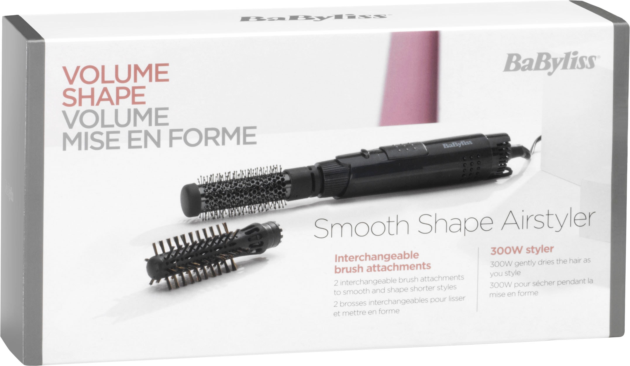 BaByliss Warmluftbürste »Smooth Shape Airstyler«, 2 Aufsätze