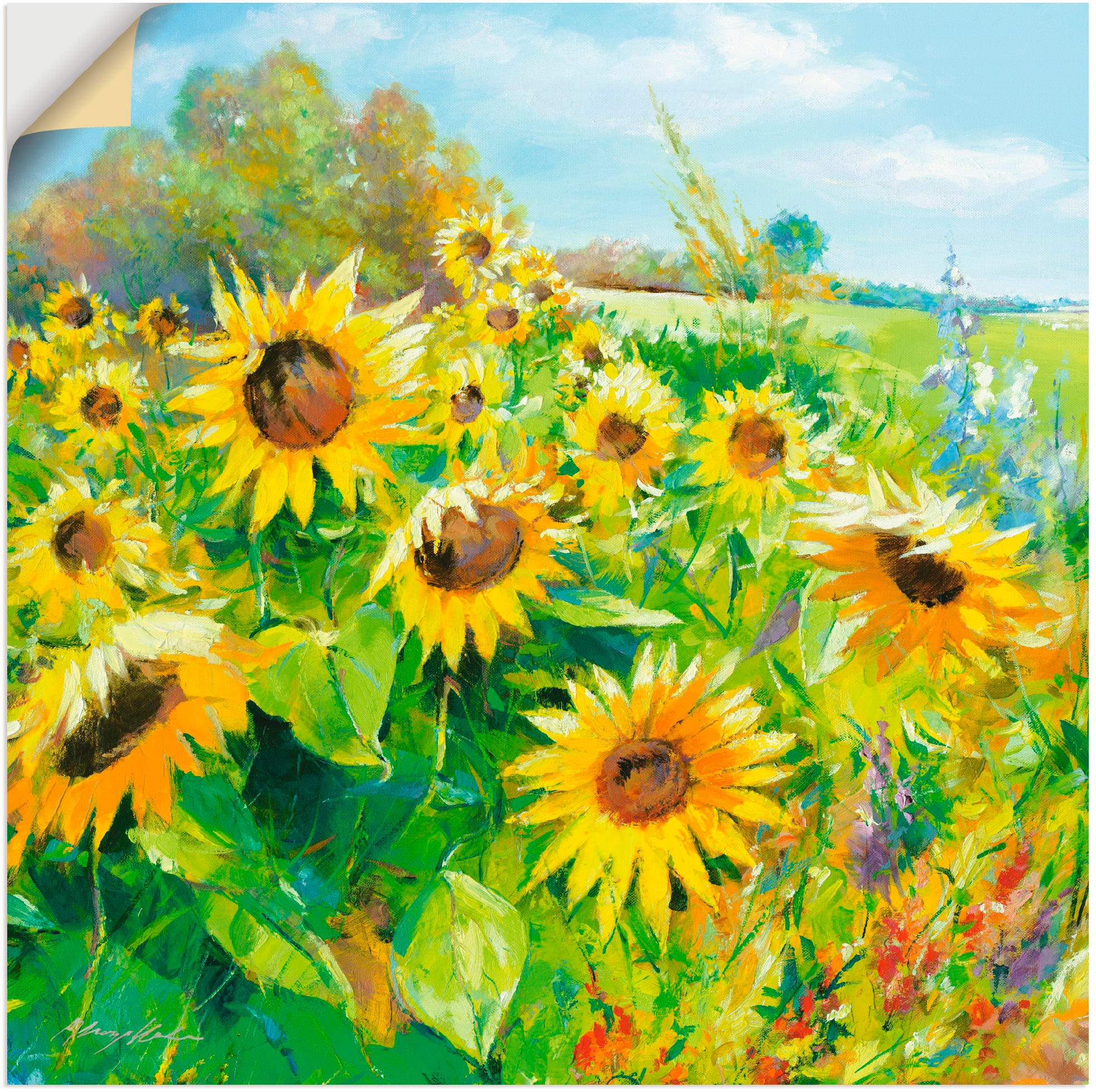 Artland Wandbild "Sommerwiese mit Sonnenblumen", Blumenwiese, (1 St.), als günstig online kaufen