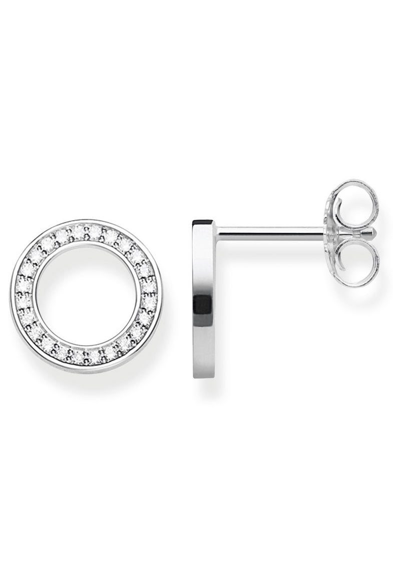 Paar Ohrstecker THOMAS SABO "Kreise Groß bunt oder weiß", bunt (silberfarben, weiß, kristallweiß), Ohrringe, Damen, 10mm, Silber 925 (recycelt), mit Glas-Keramik Stein, Korund, Spinell, Zirkonia (synth.)