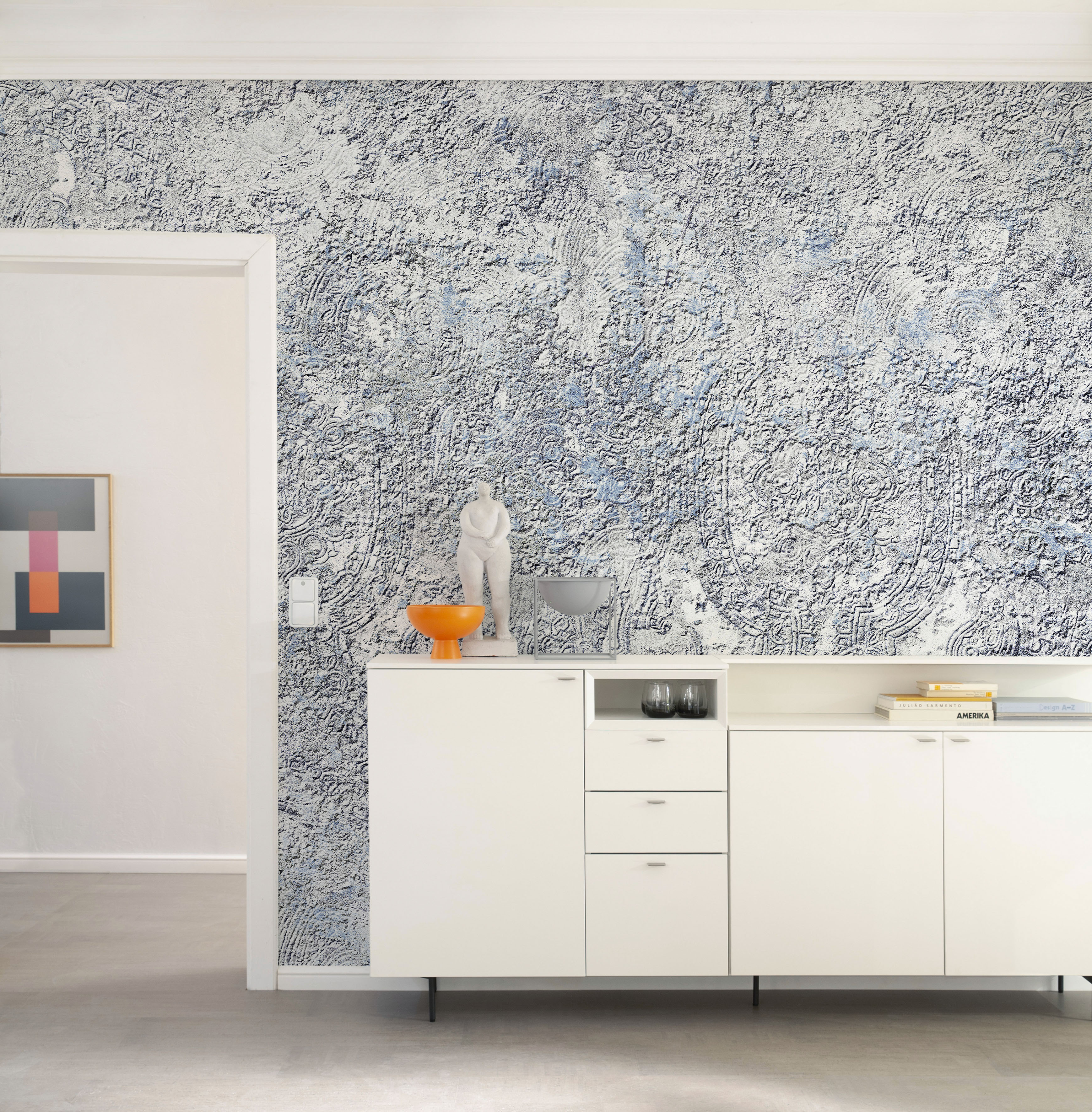 Marburg Fototapete "Ornament" matt glatt Beton moderne Tapete für Wohnzimmer Schlafzimmer Küche