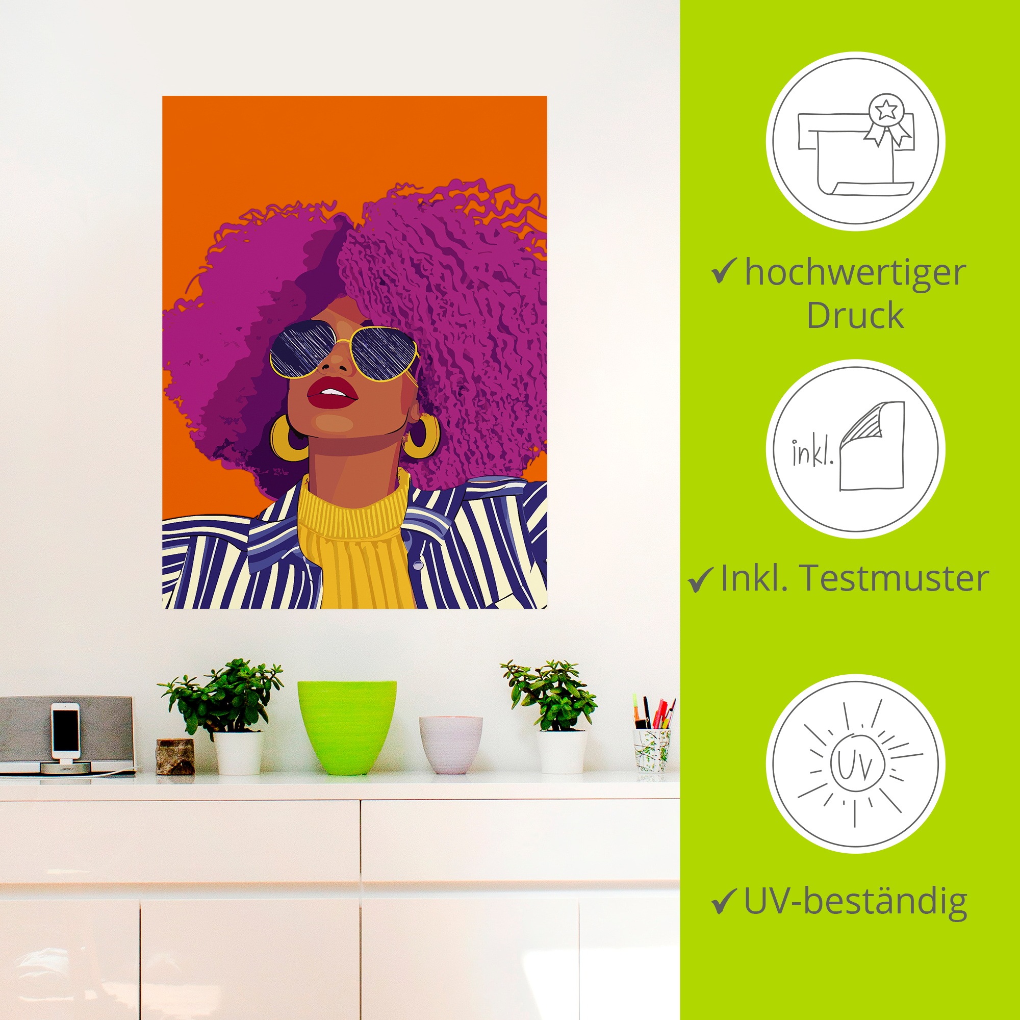 Artland Wandbild »Woman with sunglasses« Portrait 1 Stk. tlg. als Alubild, Leinwandbild, Poster, Wandaufkleber in verschied. Größen