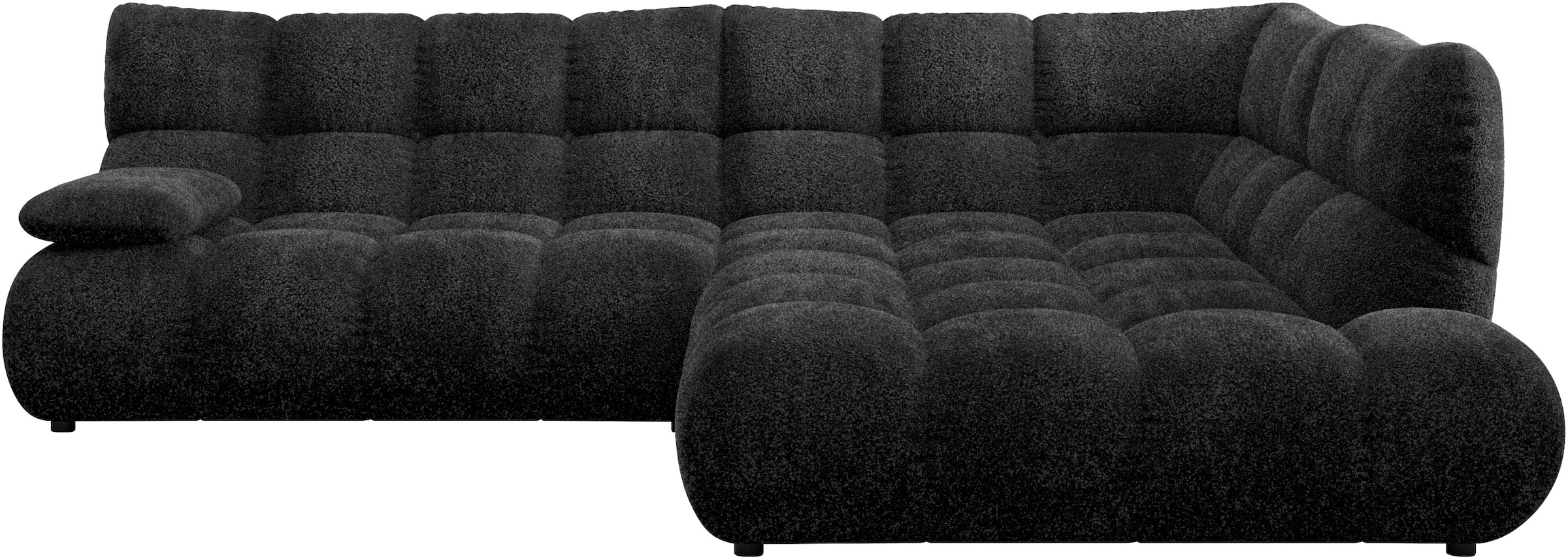 Home affaire Ecksofa "Cozy Bubble, mit klappbarer Armlehne, Breite 289 cm" mit eleganter Steppung, Rundumbezug & weicher Polsterung