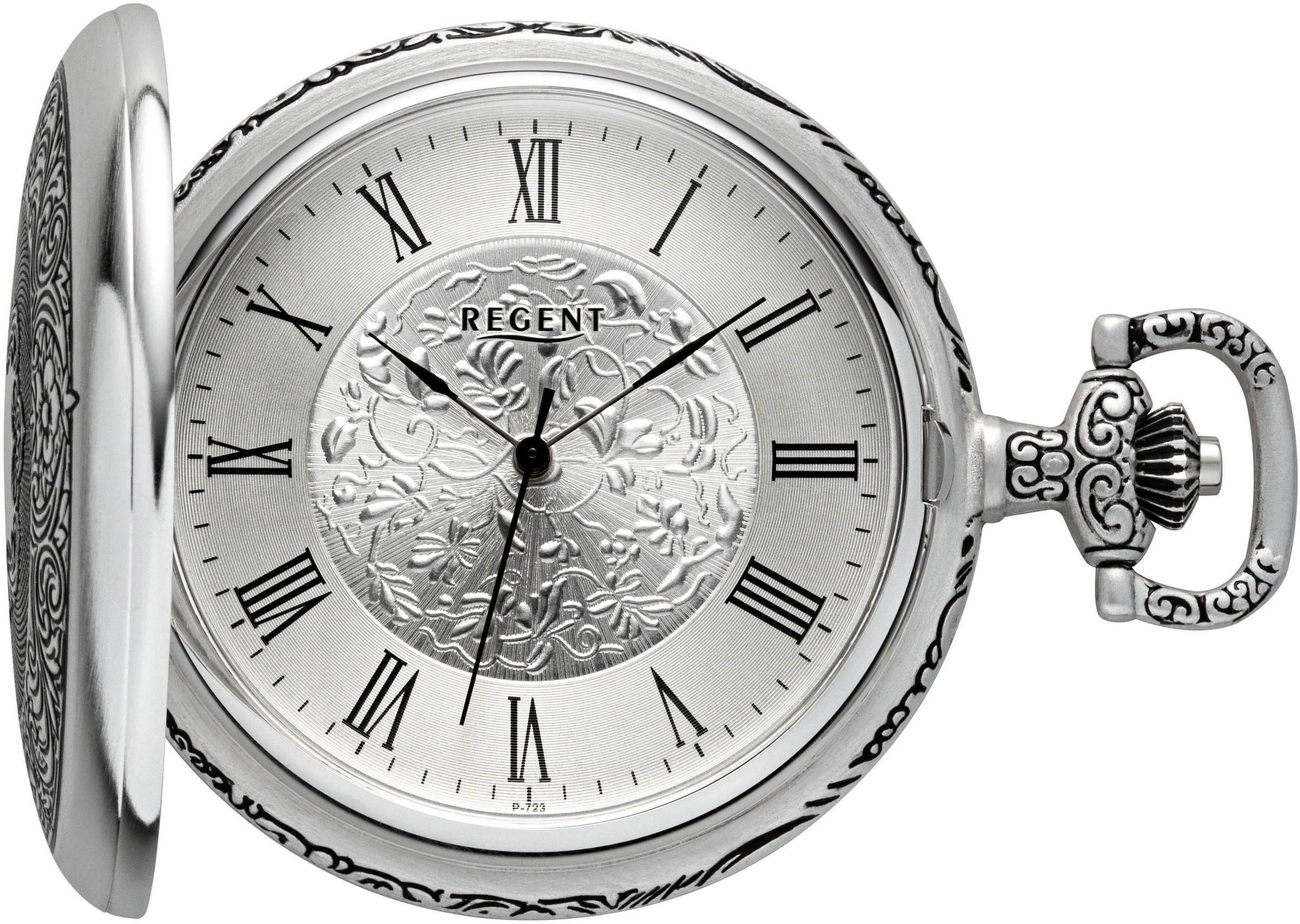 REGENT Damen Taschenuhr "P723-19457740", silber, Taschenuhren, Herrenuhr, Handaufzug, Acrylglas, Geschenkidee