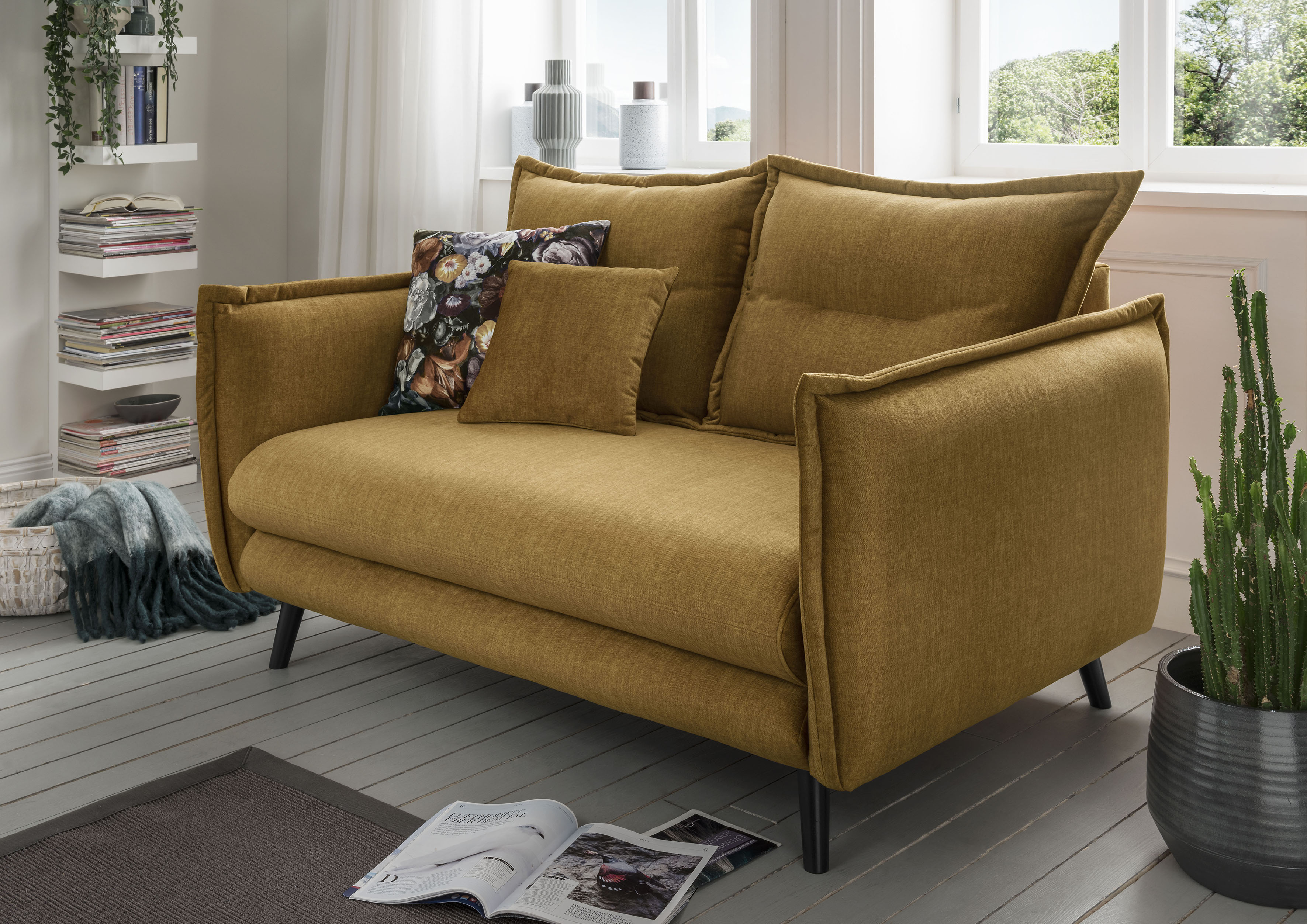 Home affaire 2-Sitzer "Levke, 162 cm breit, modern und bequem" Velours, inkl. Rücken- und Zierkissen
