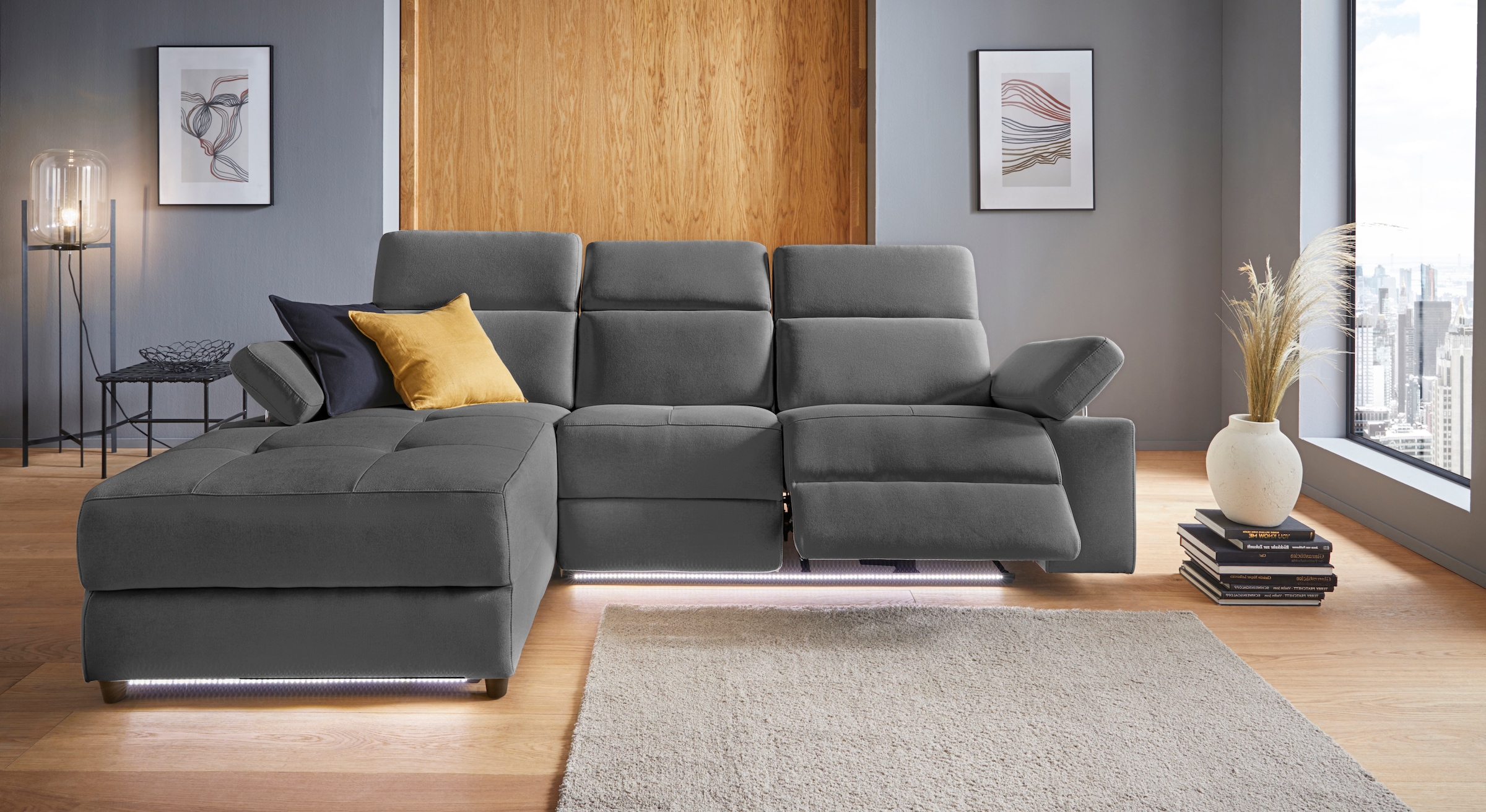 Places of Style Ecksofa »Kilado, L-Form,«, mit Relaxfunktion, verstellbarer Armlehne, Kopfteilverstellung
