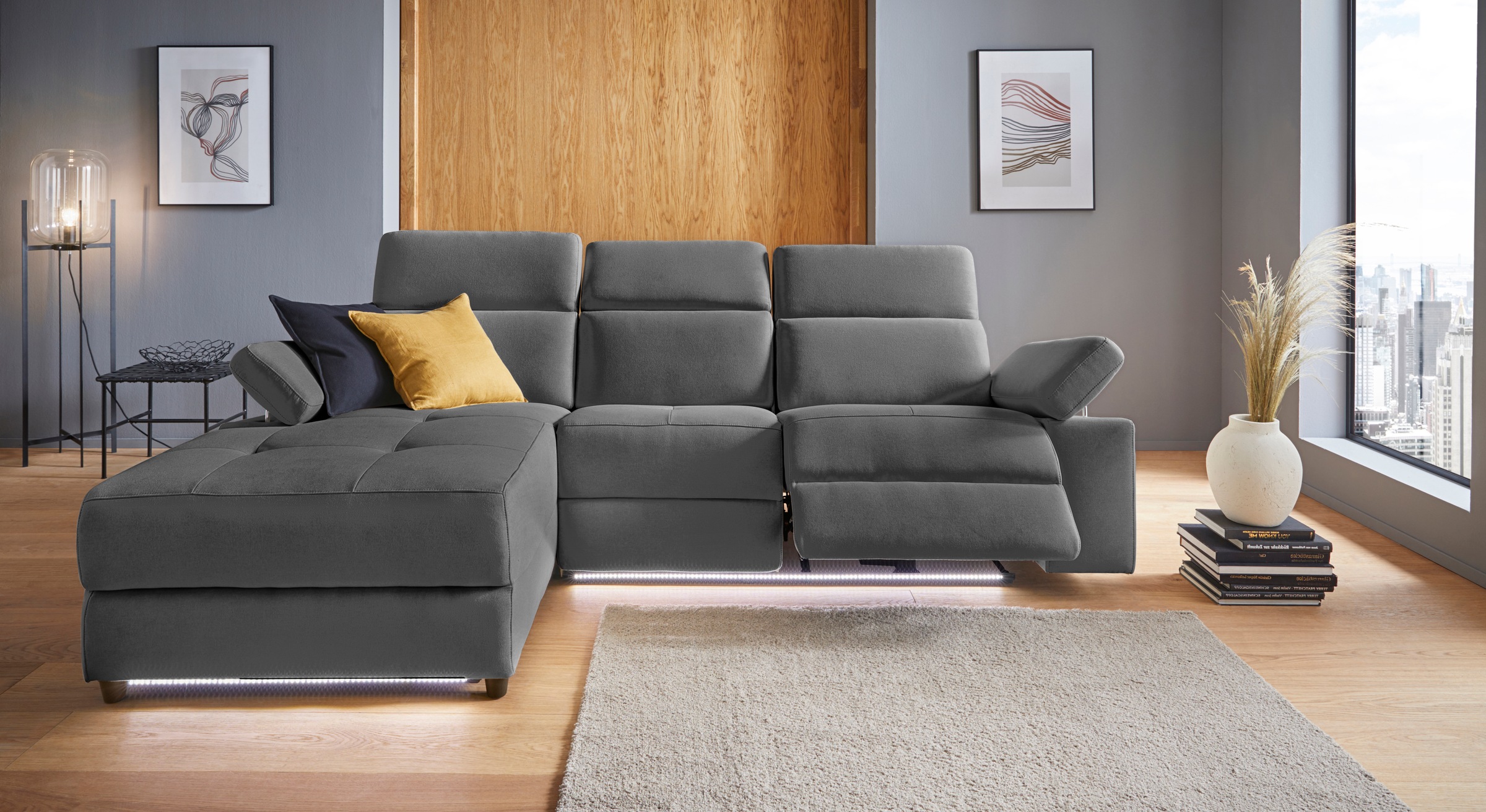 Home affaire Ecksofa "Kilado, L-Form," mit Relaxfunktion, verstellbarer Arm günstig online kaufen