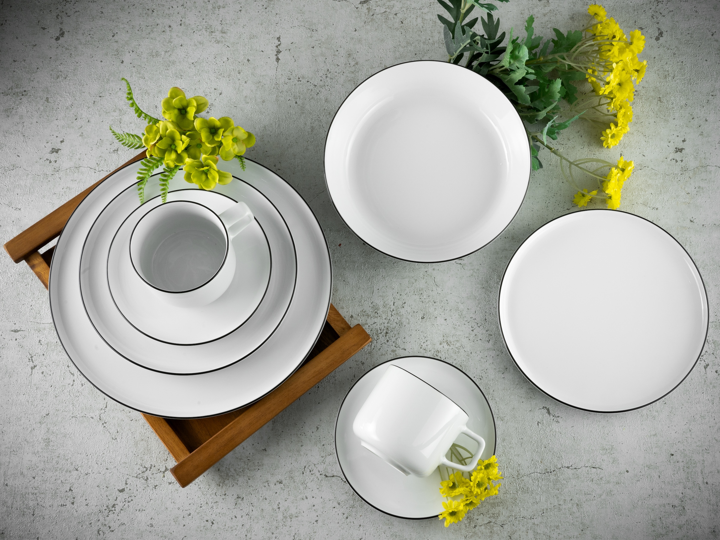 CreaTable Kombiservice »Chef Collection Black Line, Kombi-Service 30-tlg«, (Set, 30 tlg.), Daily Use, Zeitlos