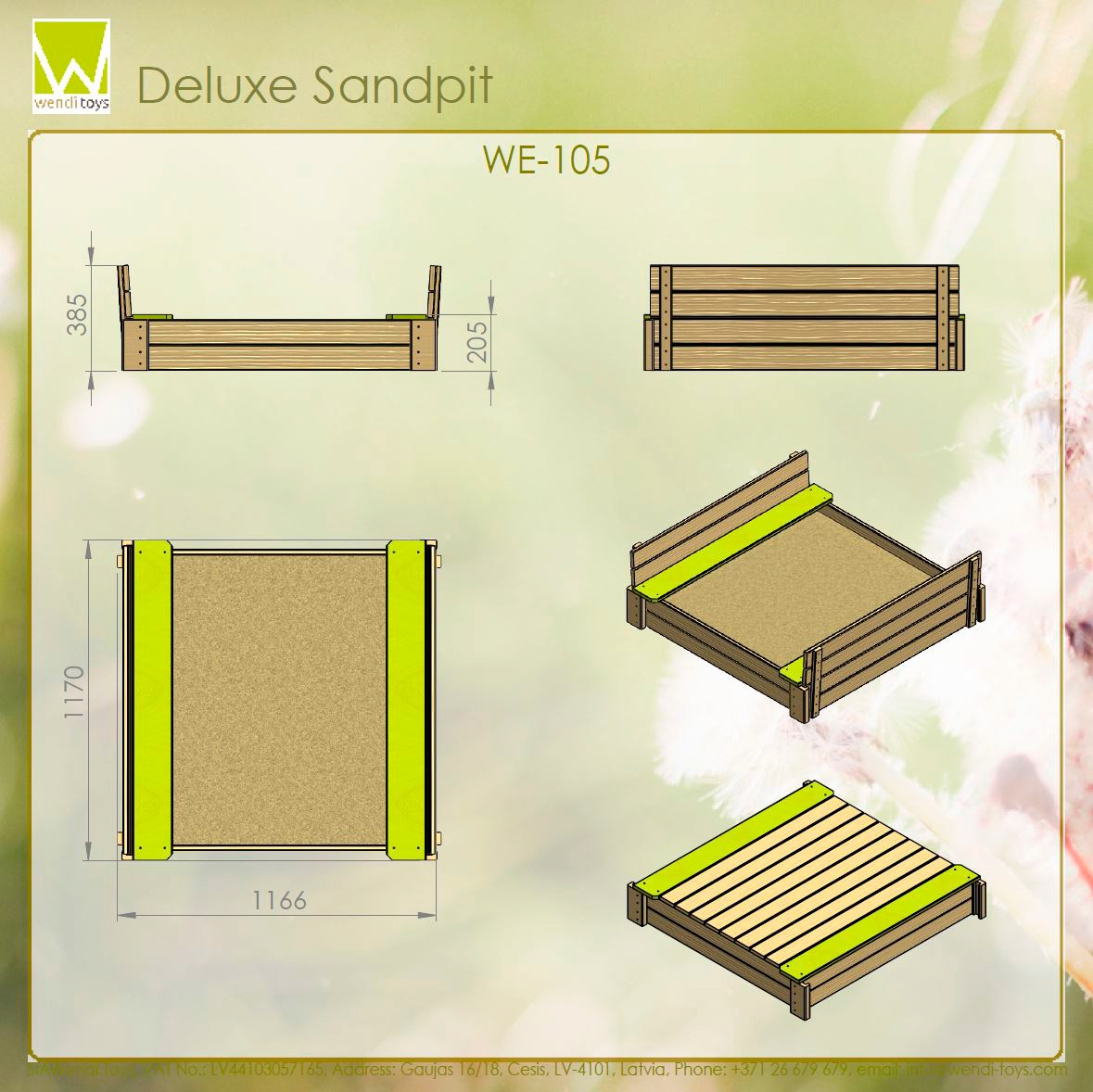 Wendi Toys Sandkasten »Wendi Toys Sandgrube«, BxLxH: 120x120x25 cm