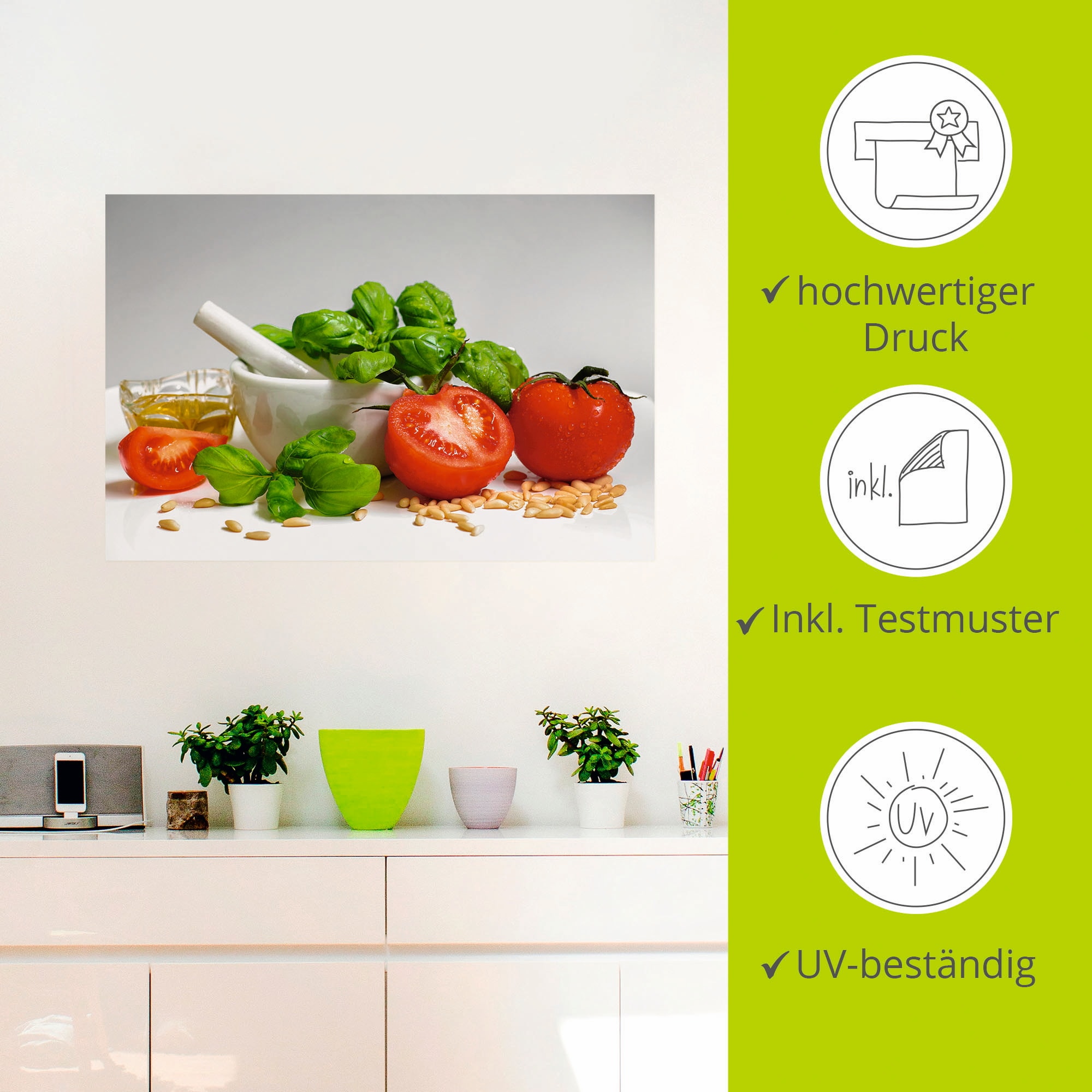 Artland Wandbild »Bereit für Pesto«, Lebensmittel, (1 St.), als Leinwandbild, Poster, Wandaufkleber in verschied. Größen