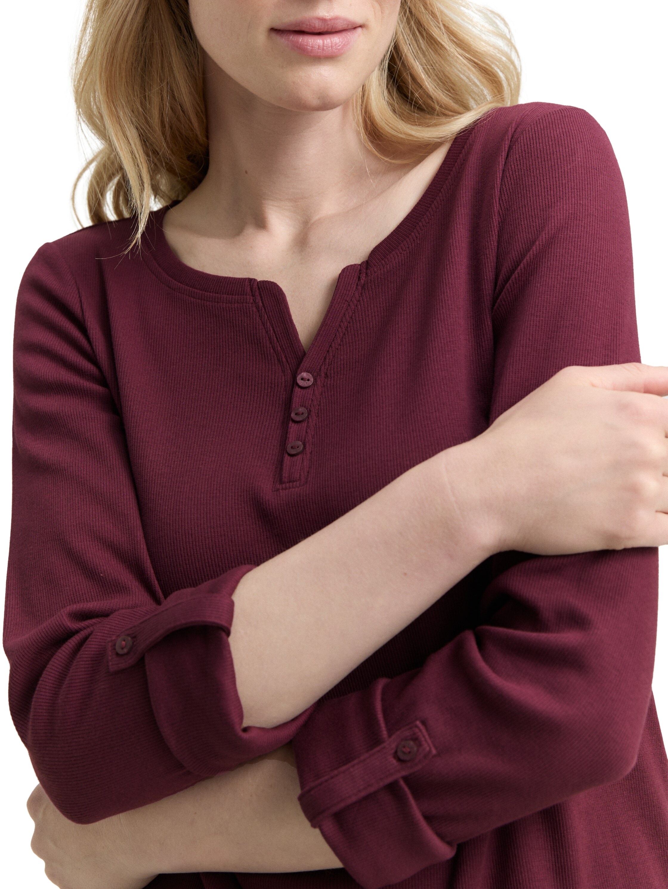 TOM TAILOR Henleyshirt, mit Turn-Up-Arm
