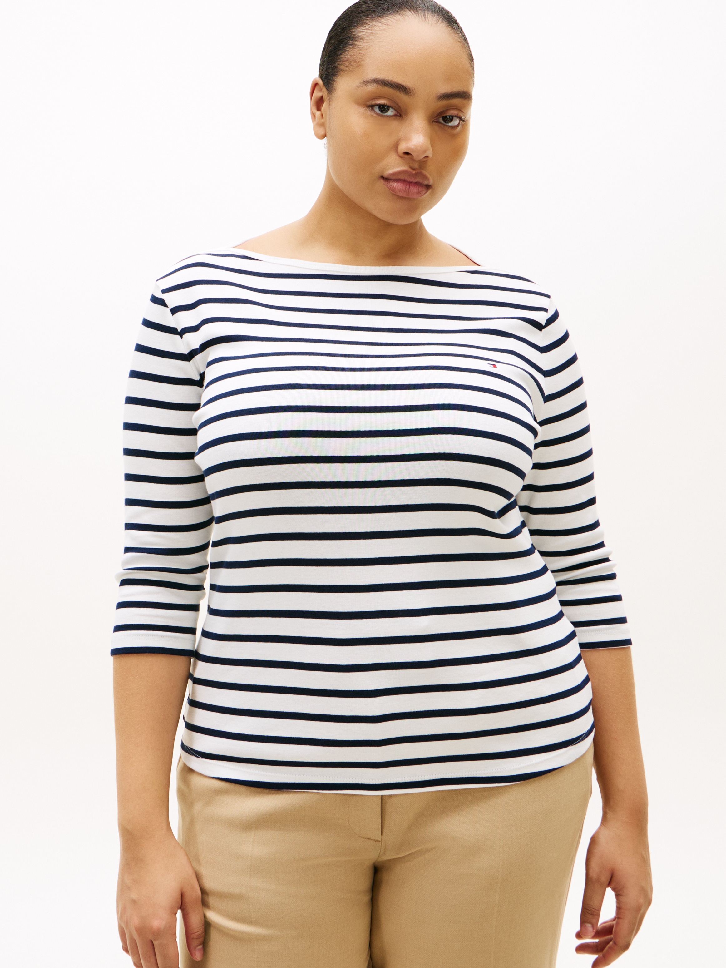 Tommy Hilfiger Curve T-Shirt "CRV SLIM CODY BOAT-NK 3/4SLV" in Großen Größe günstig online kaufen