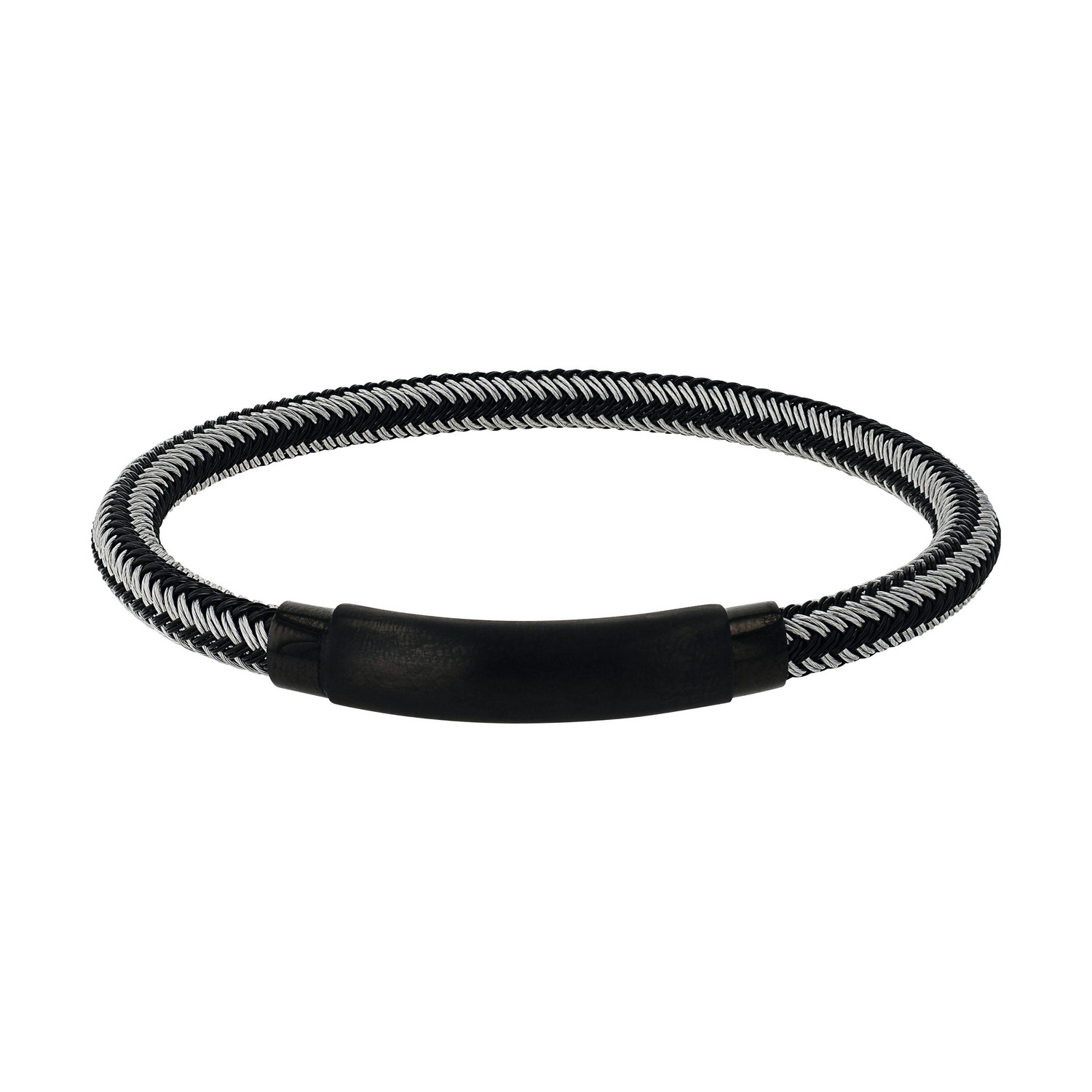 TOM TAILOR Herren Armband, 22cm, Edelstahl Nylonschwarz, Edelstahl, Nylon, Armbänder