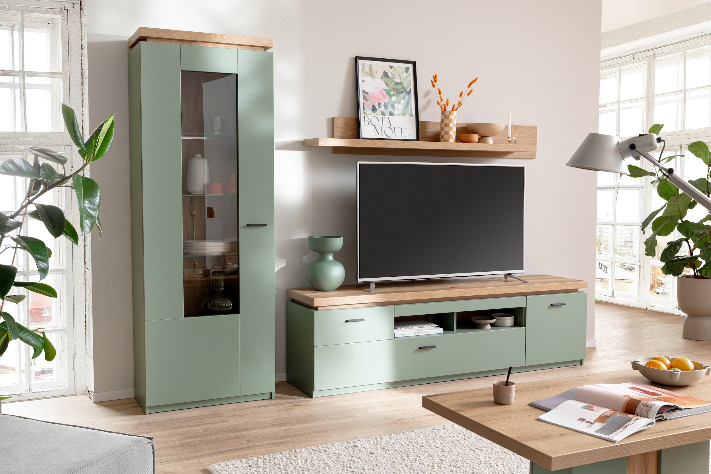MCA furniture Wohnwand »MONIZ Wohnkomination 2«, (Komplett-Set, 3 St.), Türen/ Schubkästen gedämpft