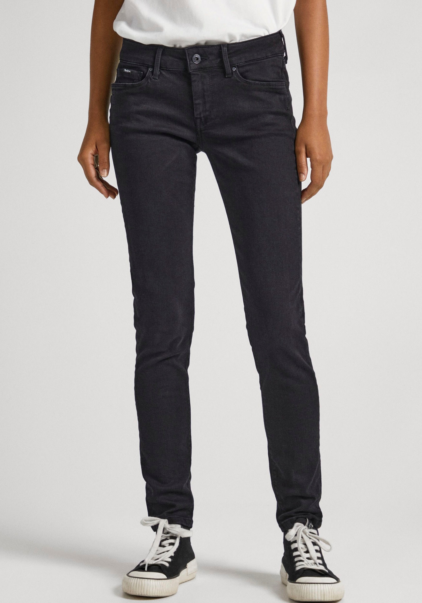 Pepe Jeans Skinny-fit-Jeans "SOHO", im 5-Pocket-Stil mit 1-Knopf Bund und Stretch-Anteil