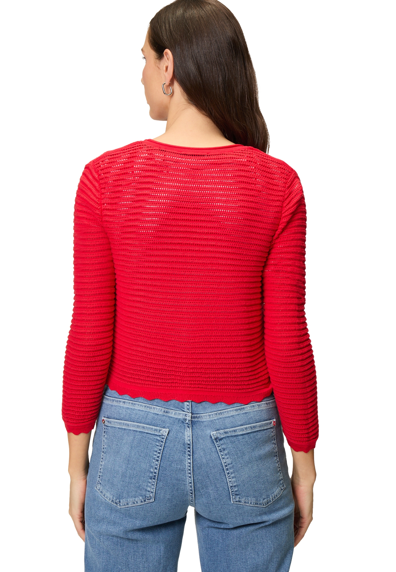 Zero Strickjacke »zero Strickjacke kurz mit Wellensaum«, Knopfleiste