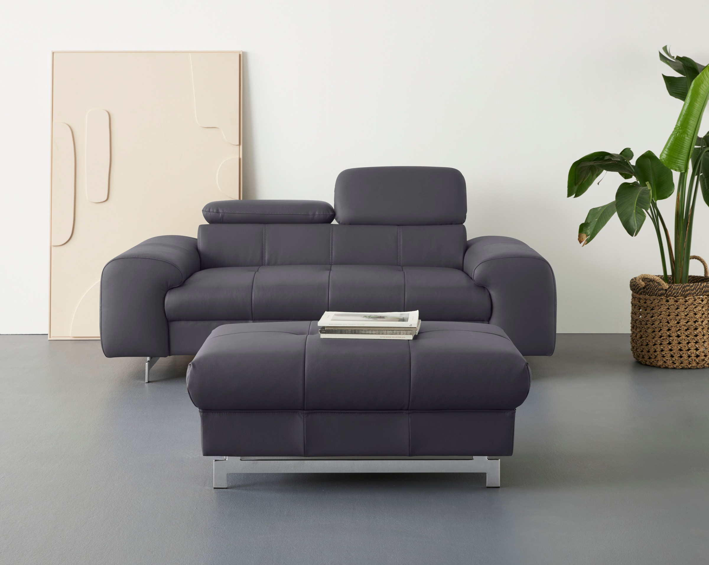 COTTA 2-Sitzer »Chef«, Big-Sofa mit Kopfteilverstellung, edle Metallkufen