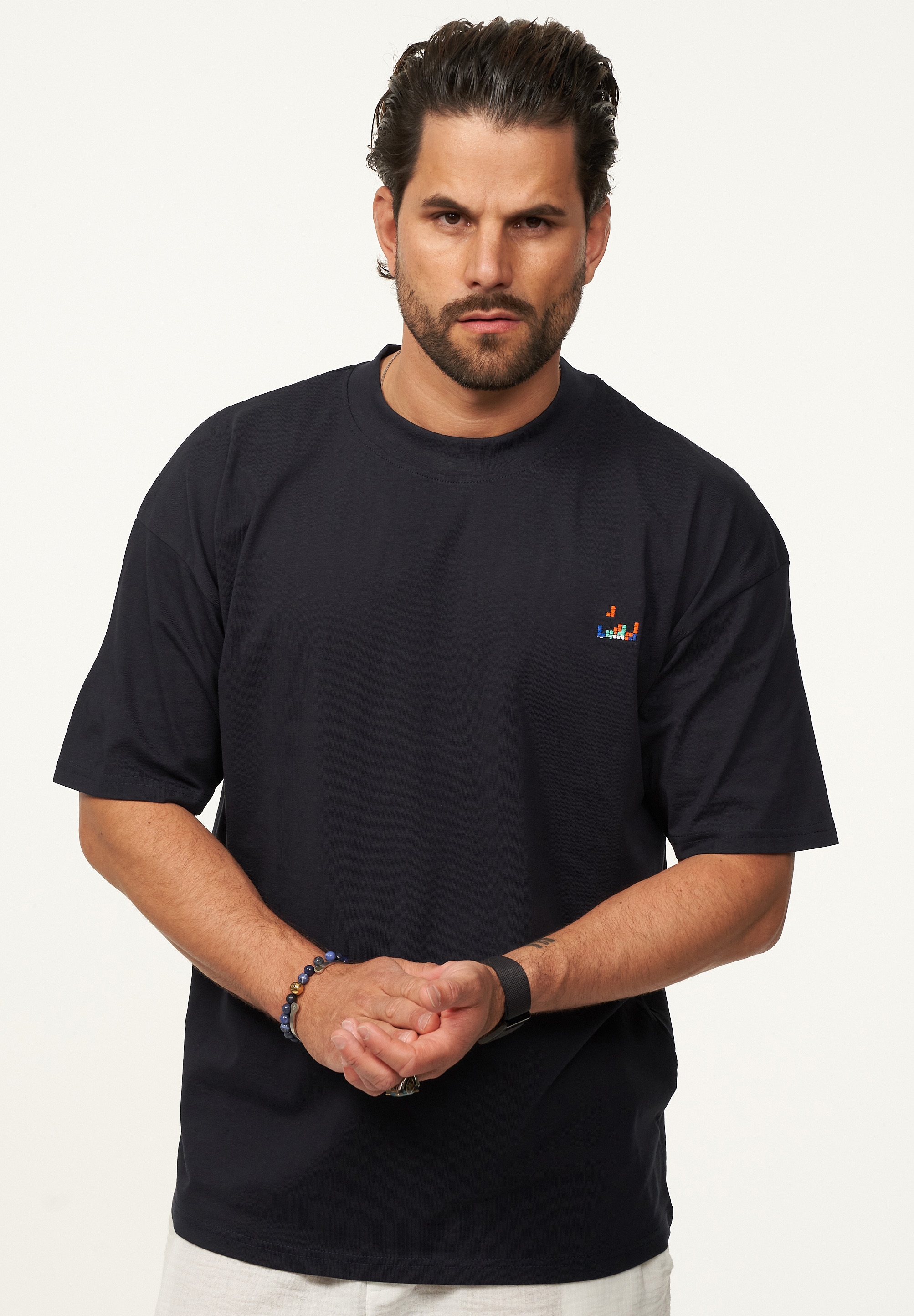 SOULSTAR T-Shirt »Kurzarm Oversize aus 100% Baumwolle mit Rundhalsausschnitt Crew Neck für Herren« Herren Oversize-Fit Kurzarm Shirt mit Rundhals-Ausschnitt