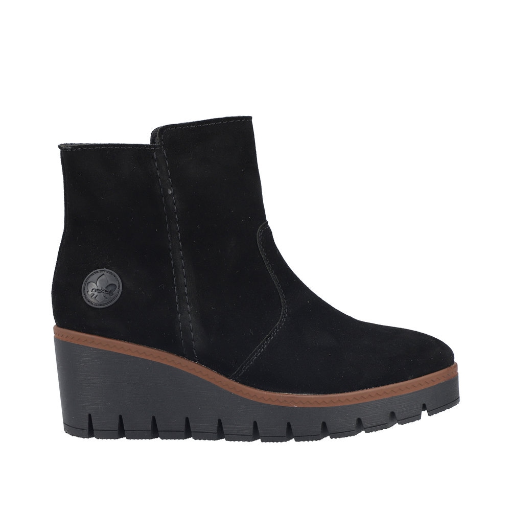 Rieker Winterstiefelette, Keilboots, Basic-Stiefelette mit Innenreißverschluss, schmale Form