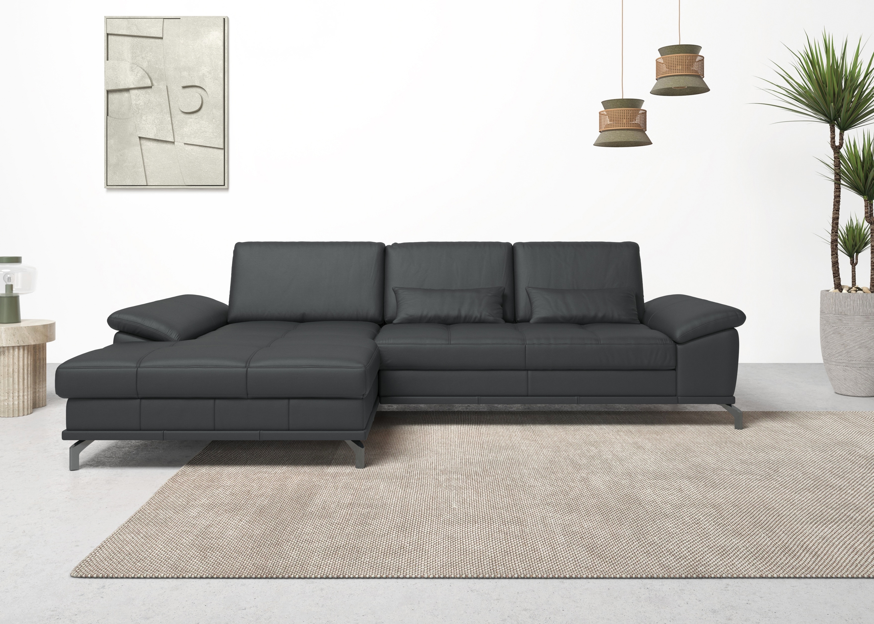 OTTO home Ecksofa "Costello L-Form, B: 301cm, Sitztiefen & Armteilverstellung, Federkern" 3 Nierenkissen, optional Schlaffunktion & Bettkasten