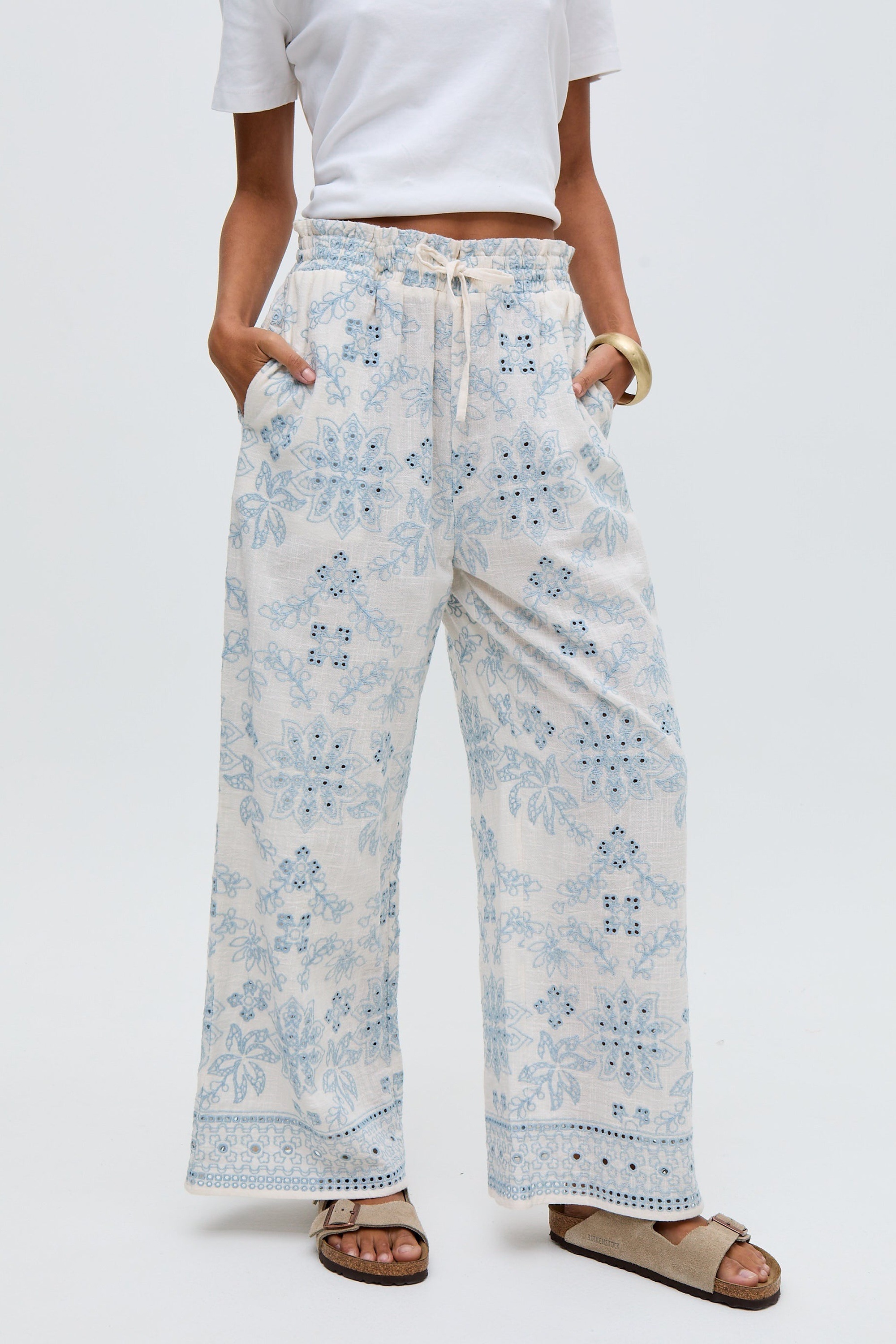 RAFFYA Jerseyhose "Cherice Wide leg All Over Embroidered Trouser Damen" günstig online kaufen