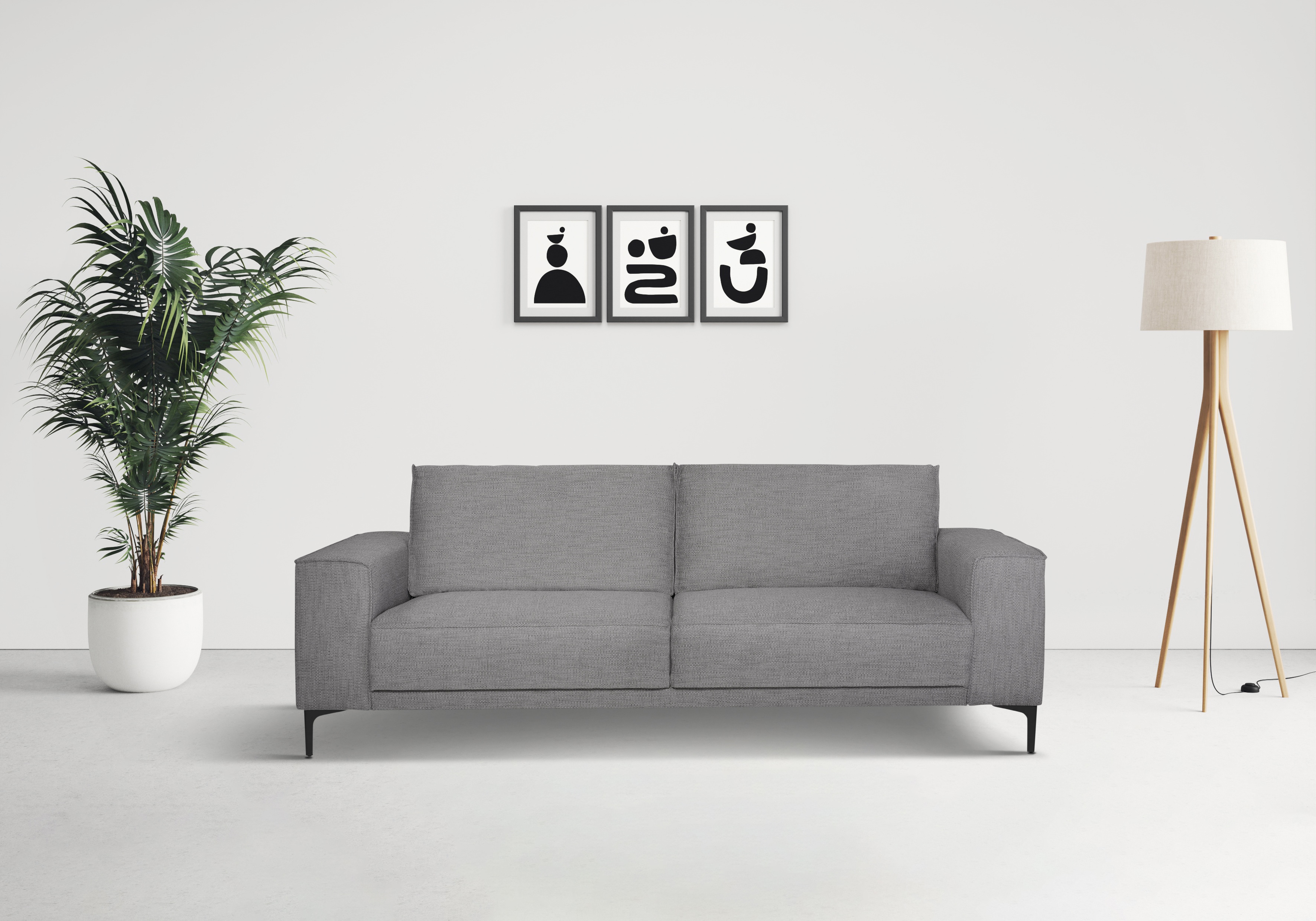 OTTO home 3-Sitzer "OLAND Flachgewebe, Sofa, B: 224 cm, Skandi-Design" Struktur, Flachgewebe, Luxus-Microfaser, Boucle