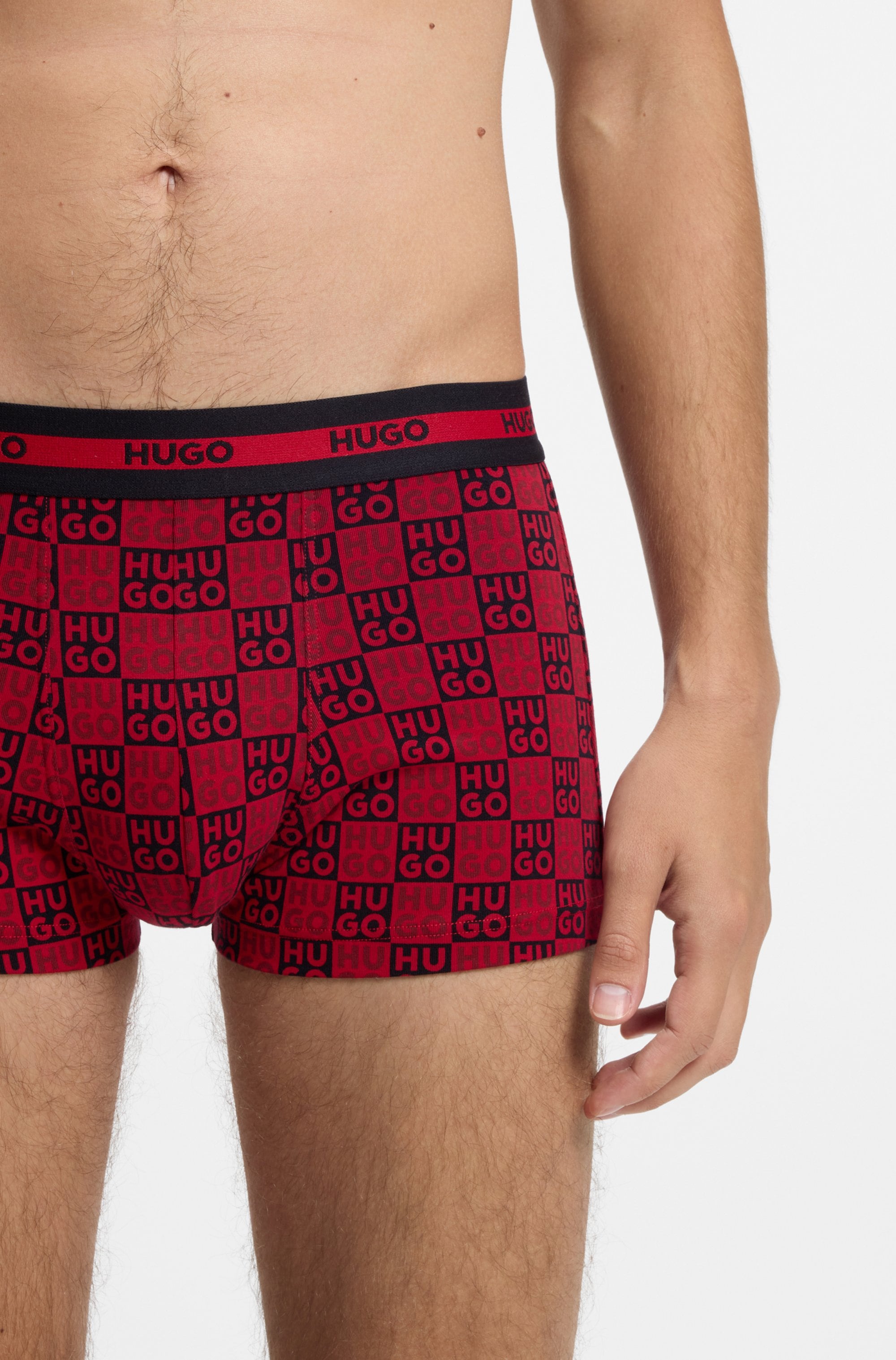 HUGO Underwear Trunk Packung, 3 Stk. aus Stretch-Baumwolle mit Logo am Bund, körpernah,