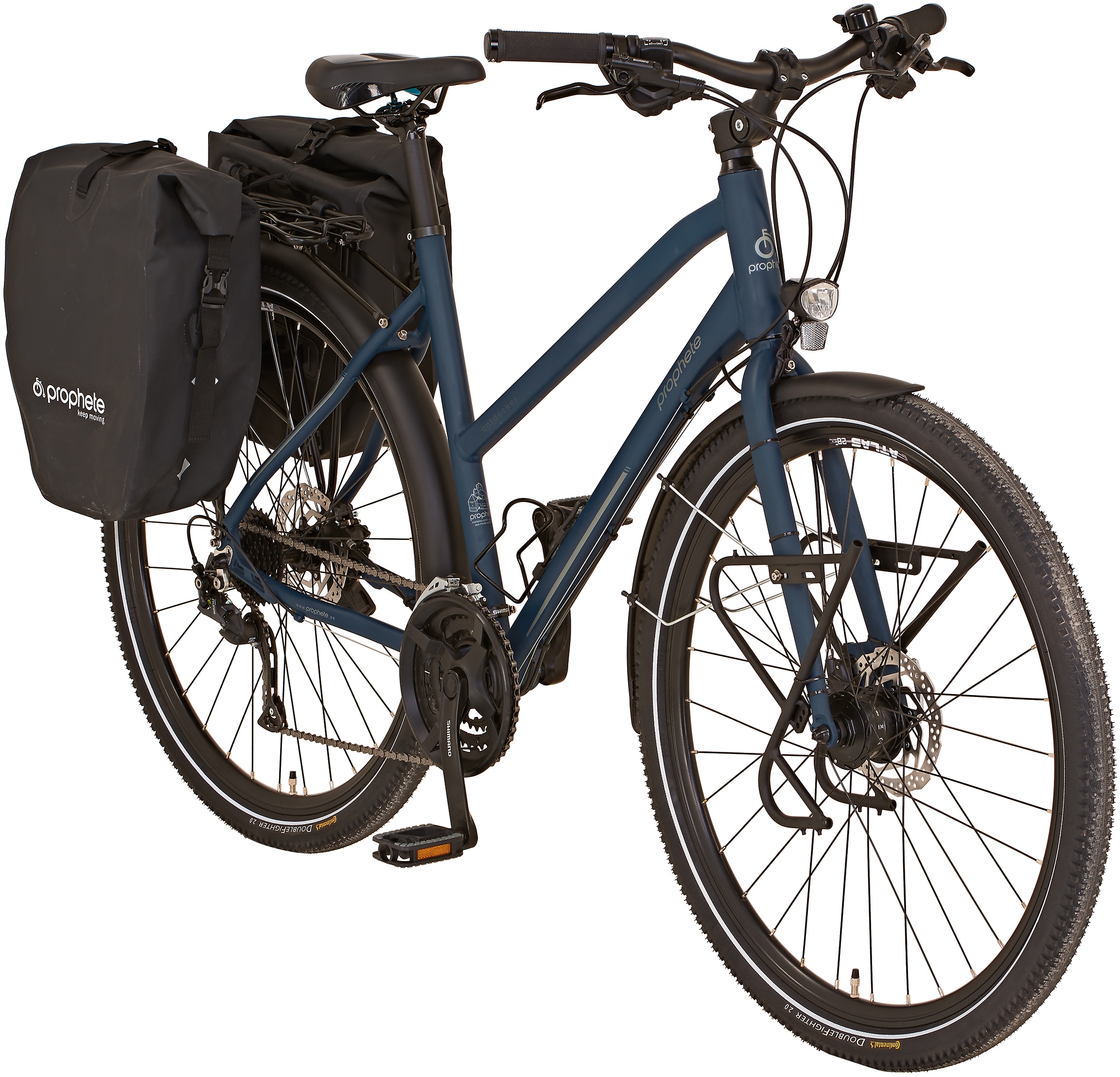 Prophete Trekkingrad »ENTDECKER 20.BTT.10 Trekking-Bike 28"«, 24 Gang, Shimano, Shimano Altus Schaltwerk, Kettenschaltung, (mit Packtaschen)