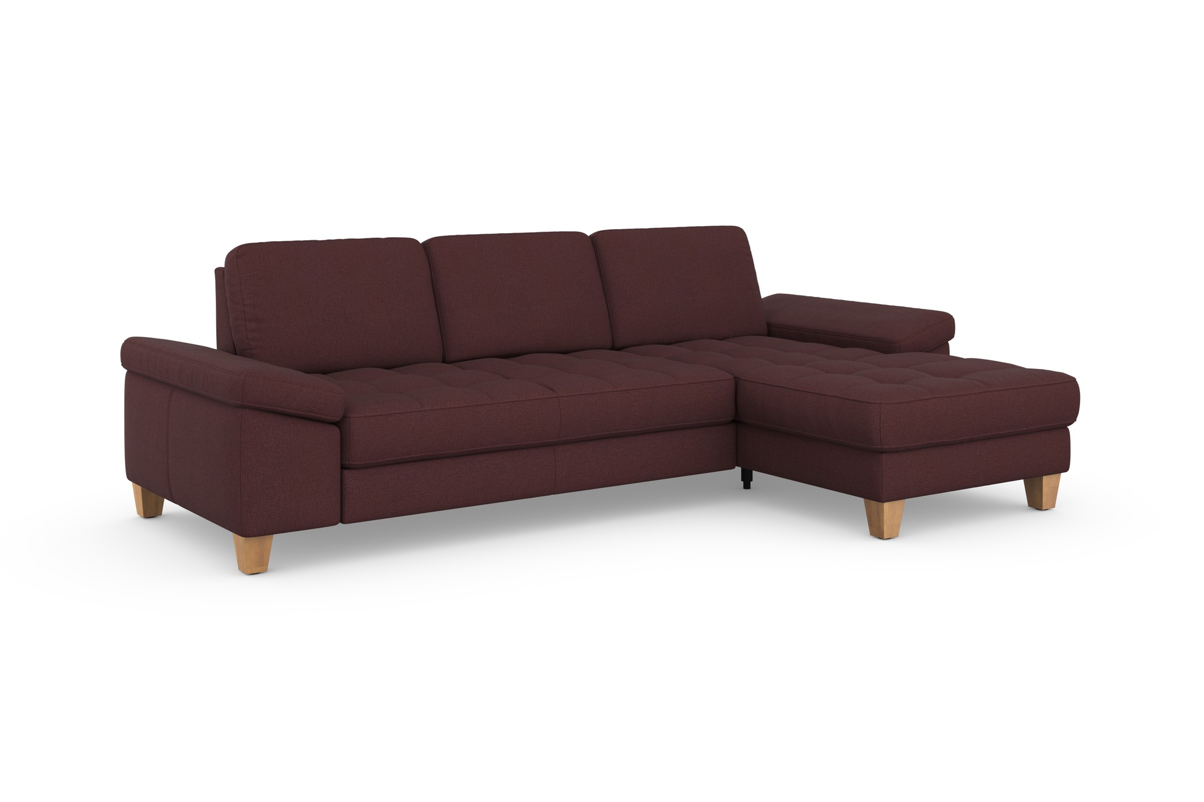 Ecksofa SIT & MORE "Westham L-Form", lila (chianti), B:275cm H:88cm T:172cm, 90% Polyester 10% Polyamid, Sofas, Ecksofa, mit Recamiere, mit oder ohne Bettfunktion, Bettkasten, Füße Eiche 6