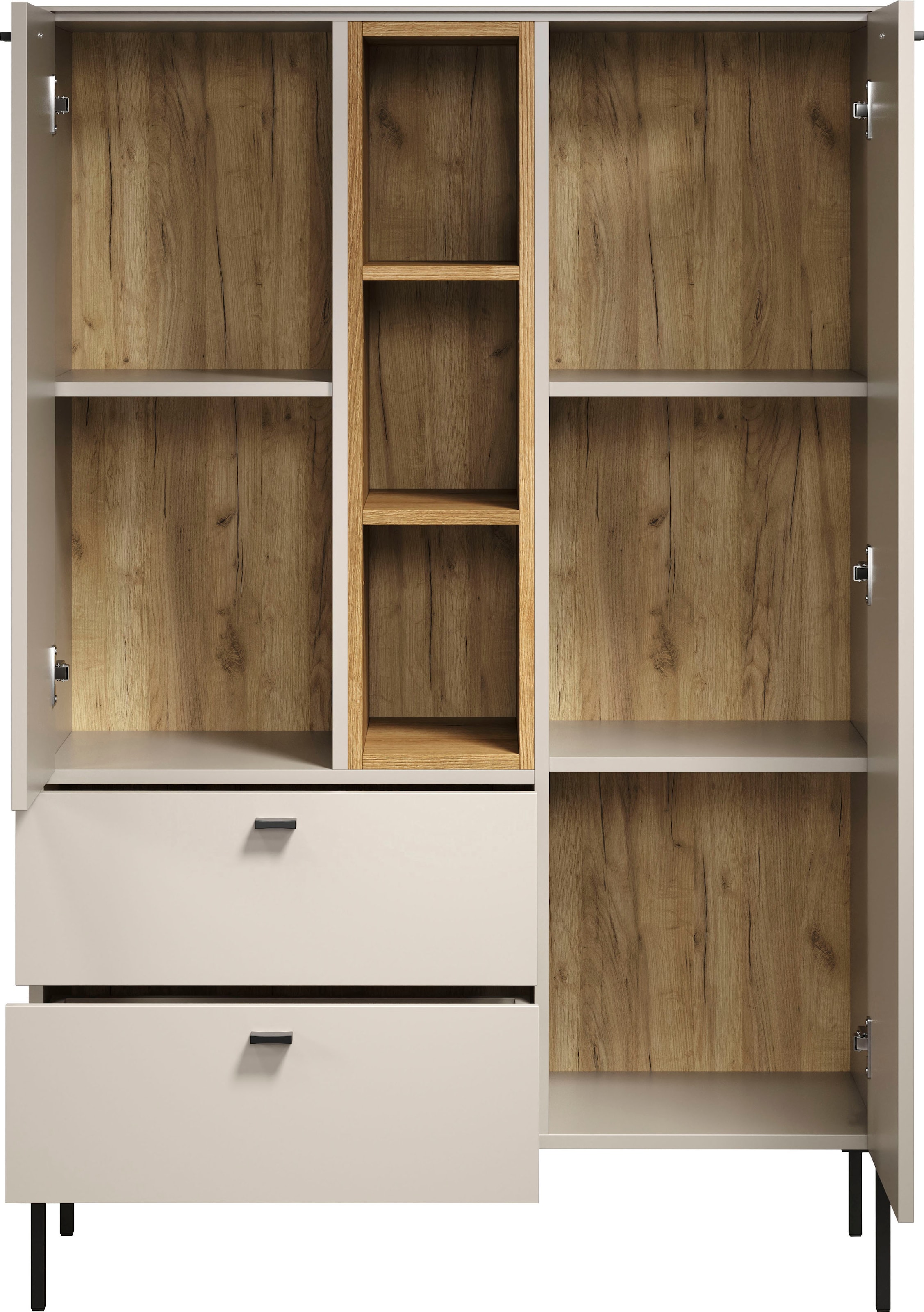 Home affaire Highboard »San Pedro« 1 Stk. tlg. Highboard, 2 Türen, 2 Schubkasten & Soft-Close - (B/T/H) 93/42/140 cm