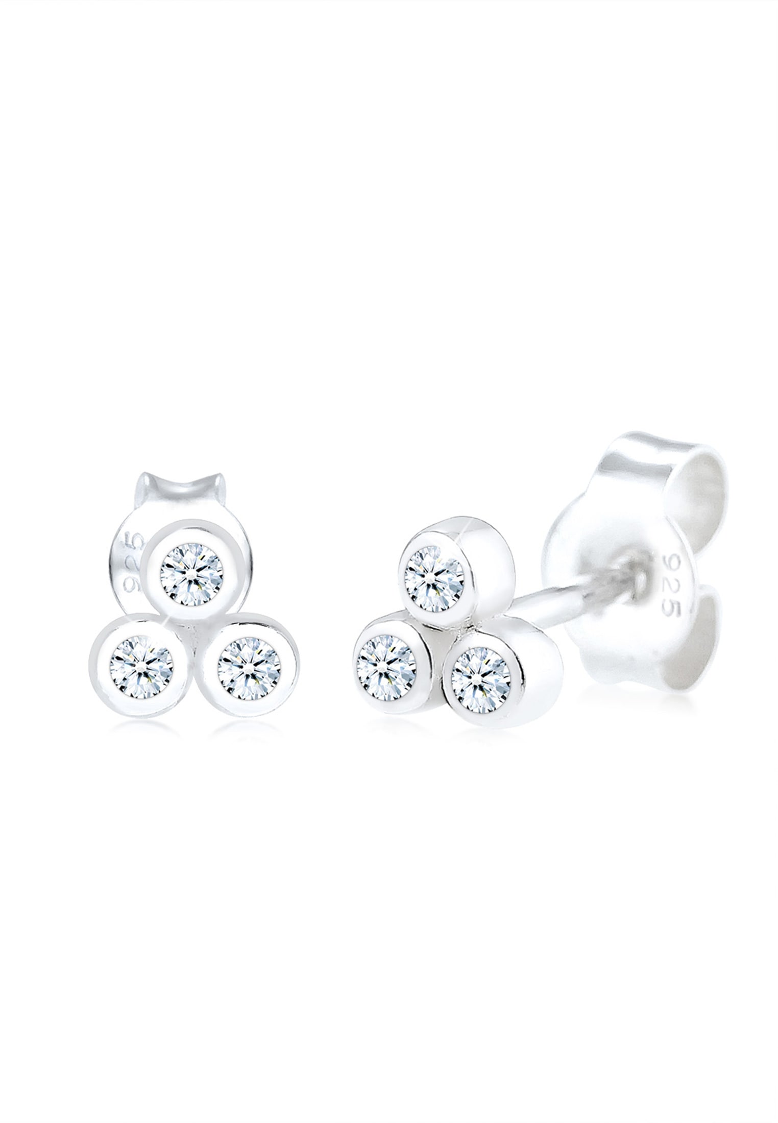 Paar Ohrstecker »Kreis Trio Diamant (0.09 ct.) 925 Sterling Silber«