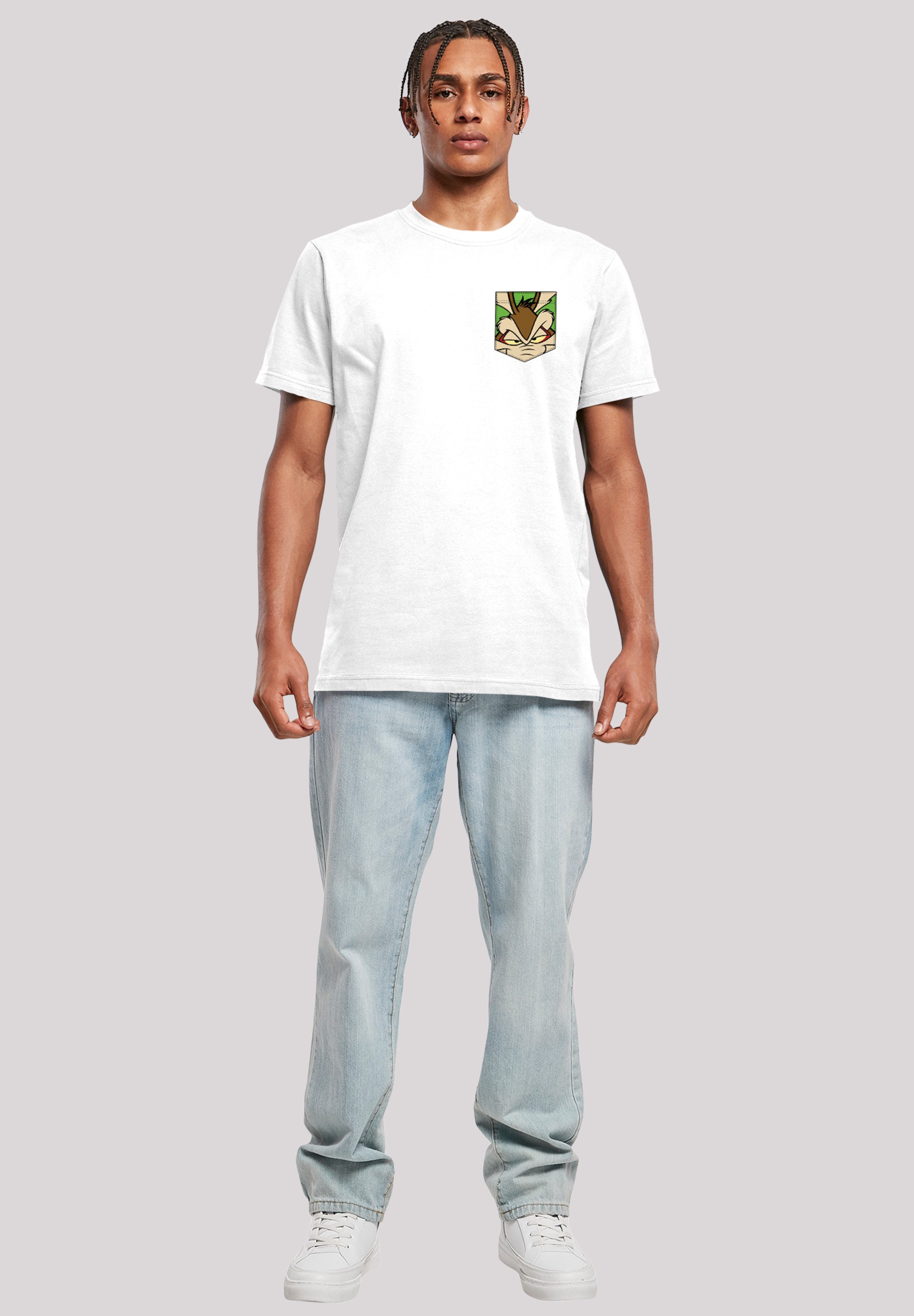 F4NT4STIC T-Shirt »Looney Tunes Face Faux Pocket«, Print