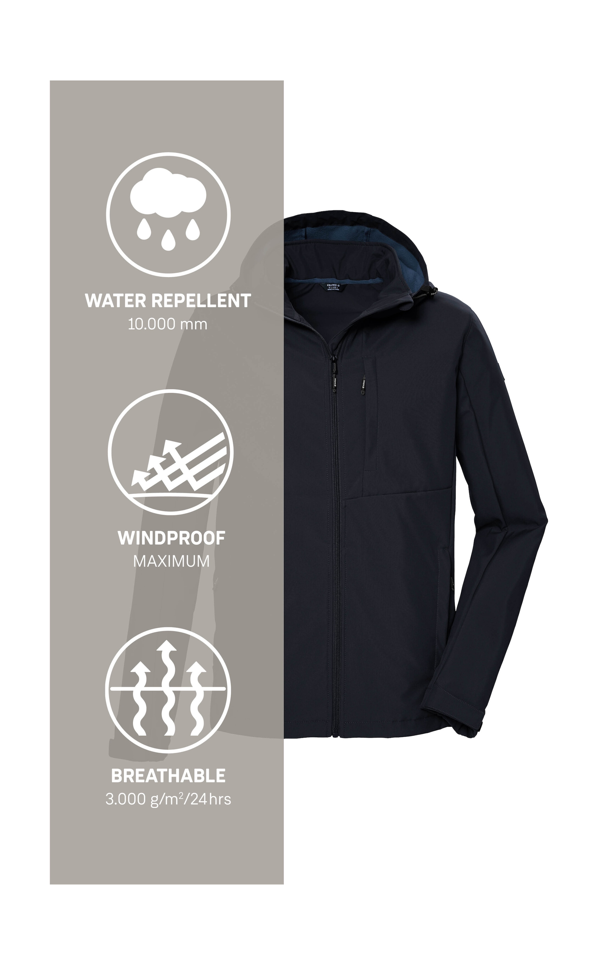 Killtec Softshelljacke »KOS 103 MN SFTSHLL JCKT«, Atmungsaktive, wind- und wasserabweisende Softshelljacke, PFAS-frei