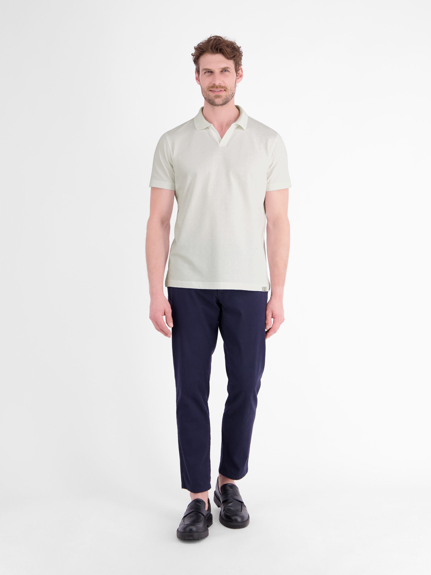 LERROS Poloshirt »Modernes Poloshirt mit Jaquard-Muster und knopflosem Kragen«