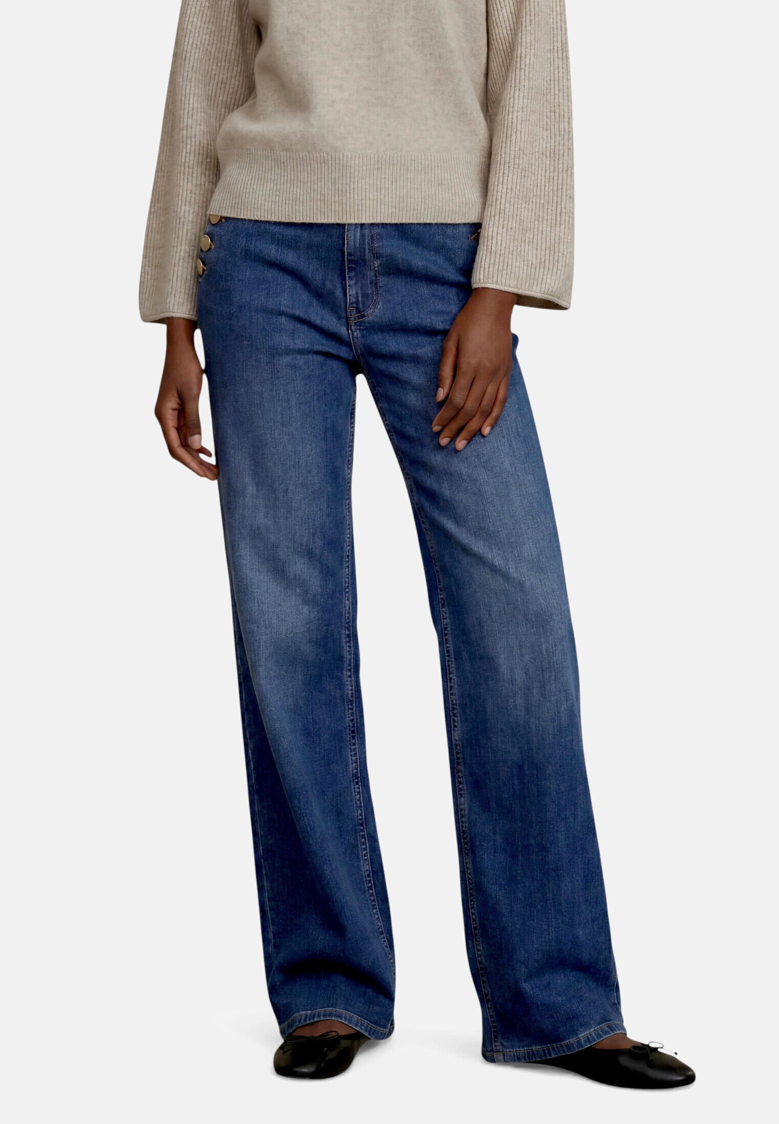 Zero Bequeme Jeans »Damen Jeans mit Zierknöpfen«