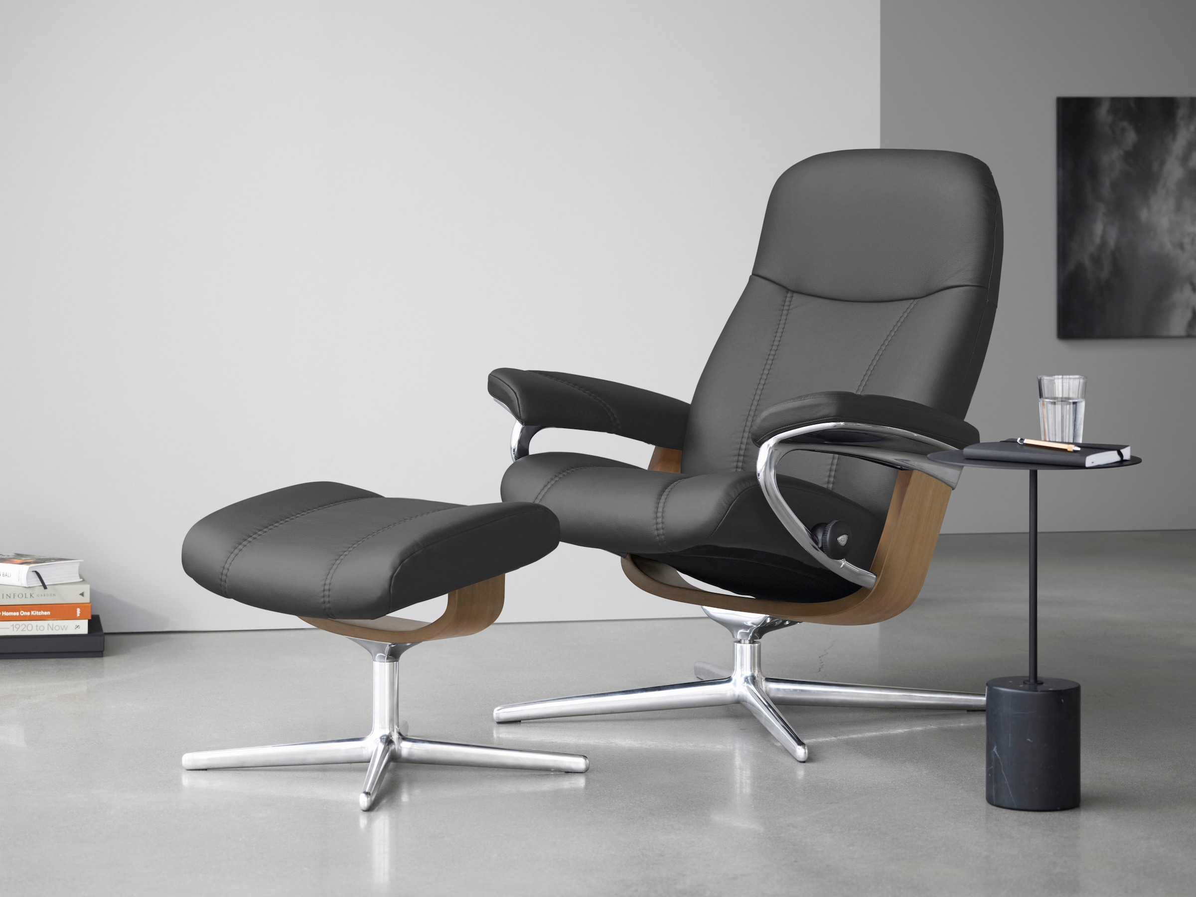 Stressless Relaxsessel "Consul" mit Cross Base, Größe S, M & L, Holzakzent Eiche, in 2 Bezugsqualitäten lieferbar