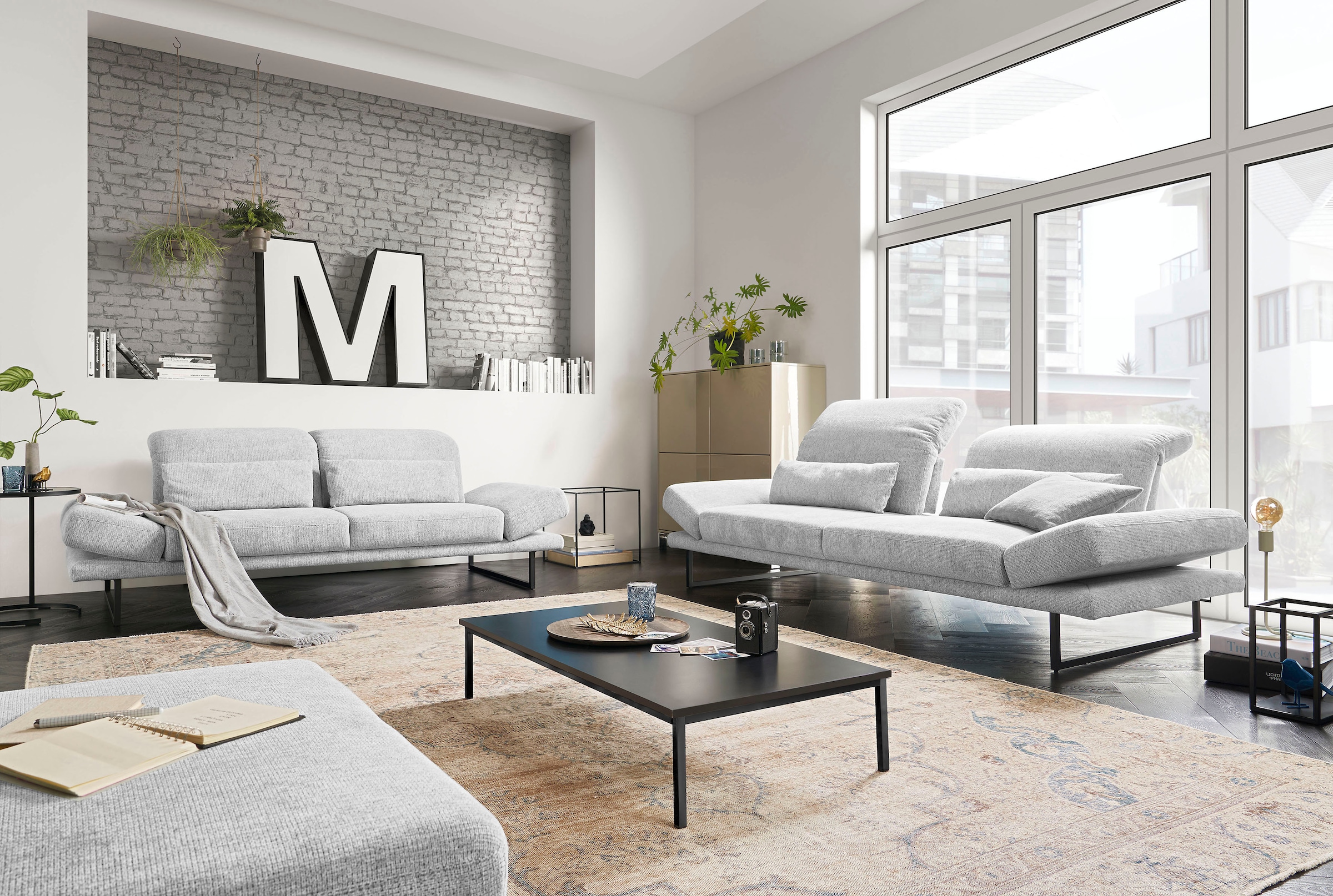 3C Candy 2-Sitzer »Mallow Designsofa mit Komfortfunktionen, modern und bequem,«, Verstellbare Armlehne und Kopfteil, manuelle Sitztiefenverstellung