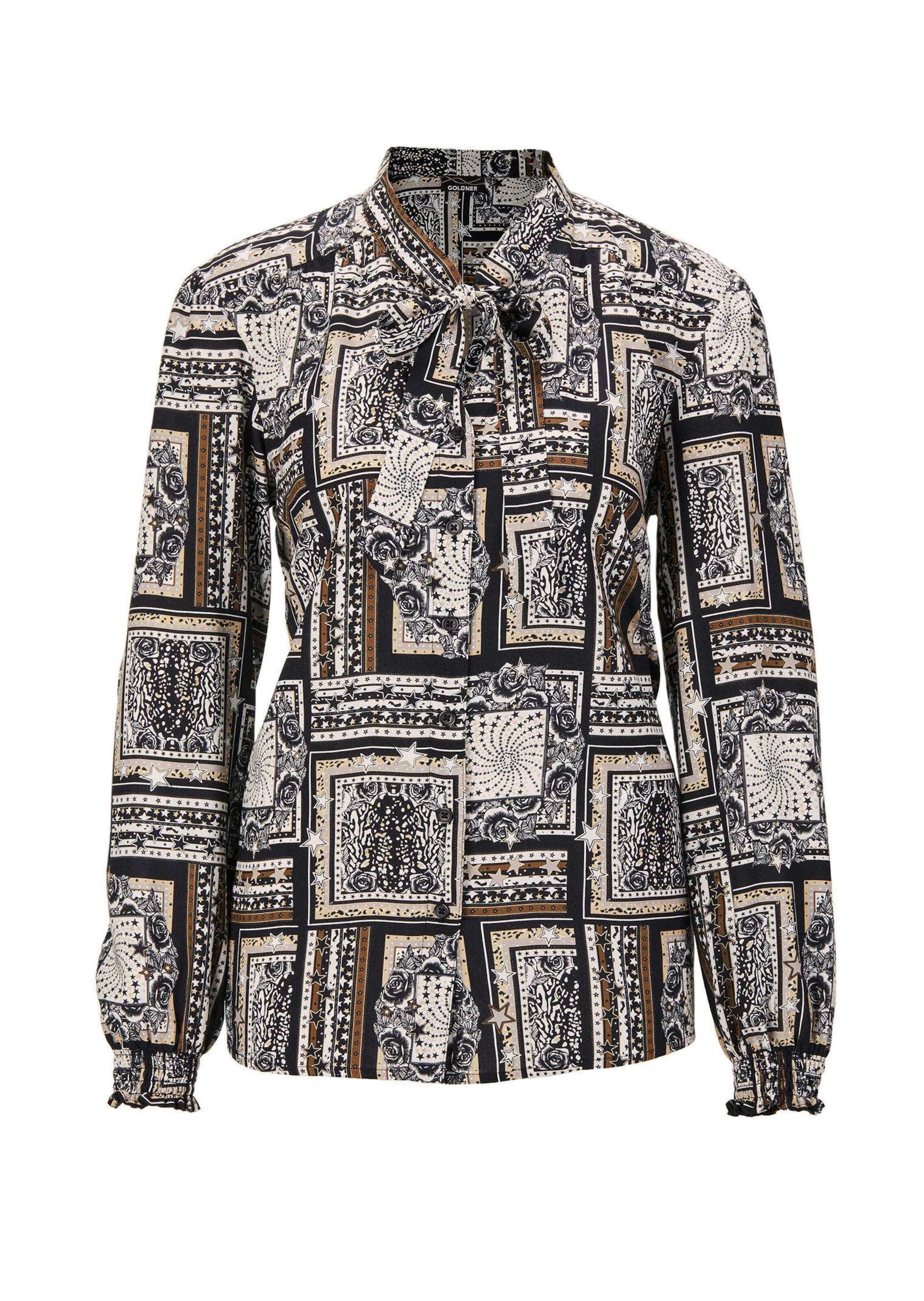 GOLDNER Klassische Bluse "Druckbluse" Tunika-Ausschnitt günstig online kaufen