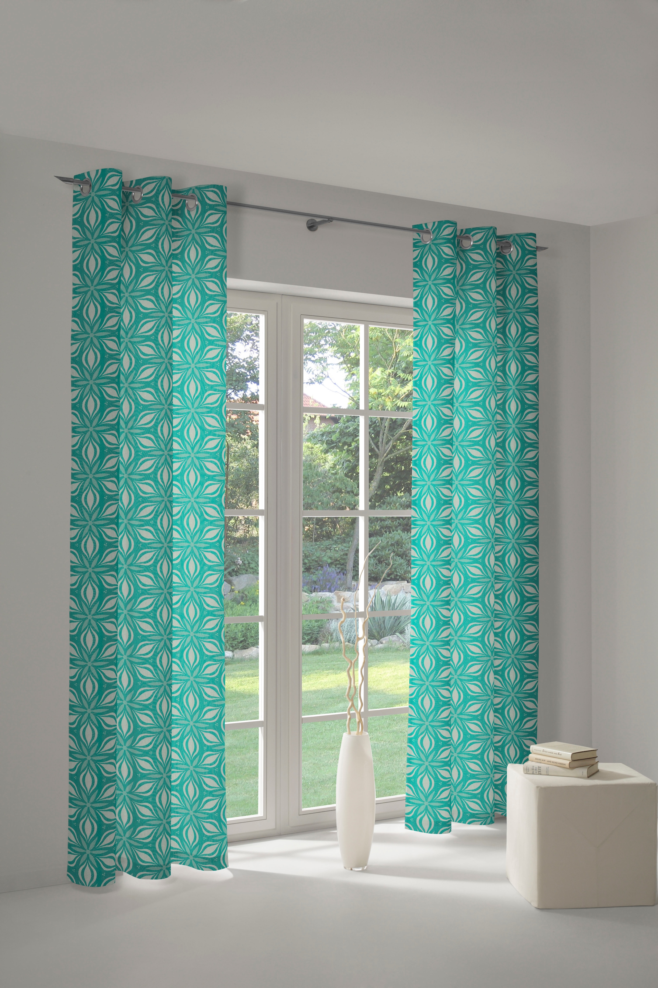 Adam Vorhang "Retro Floret" Ösen 1 Stk. tlg. aus 100% Bio-Baumwolle günstig online kaufen