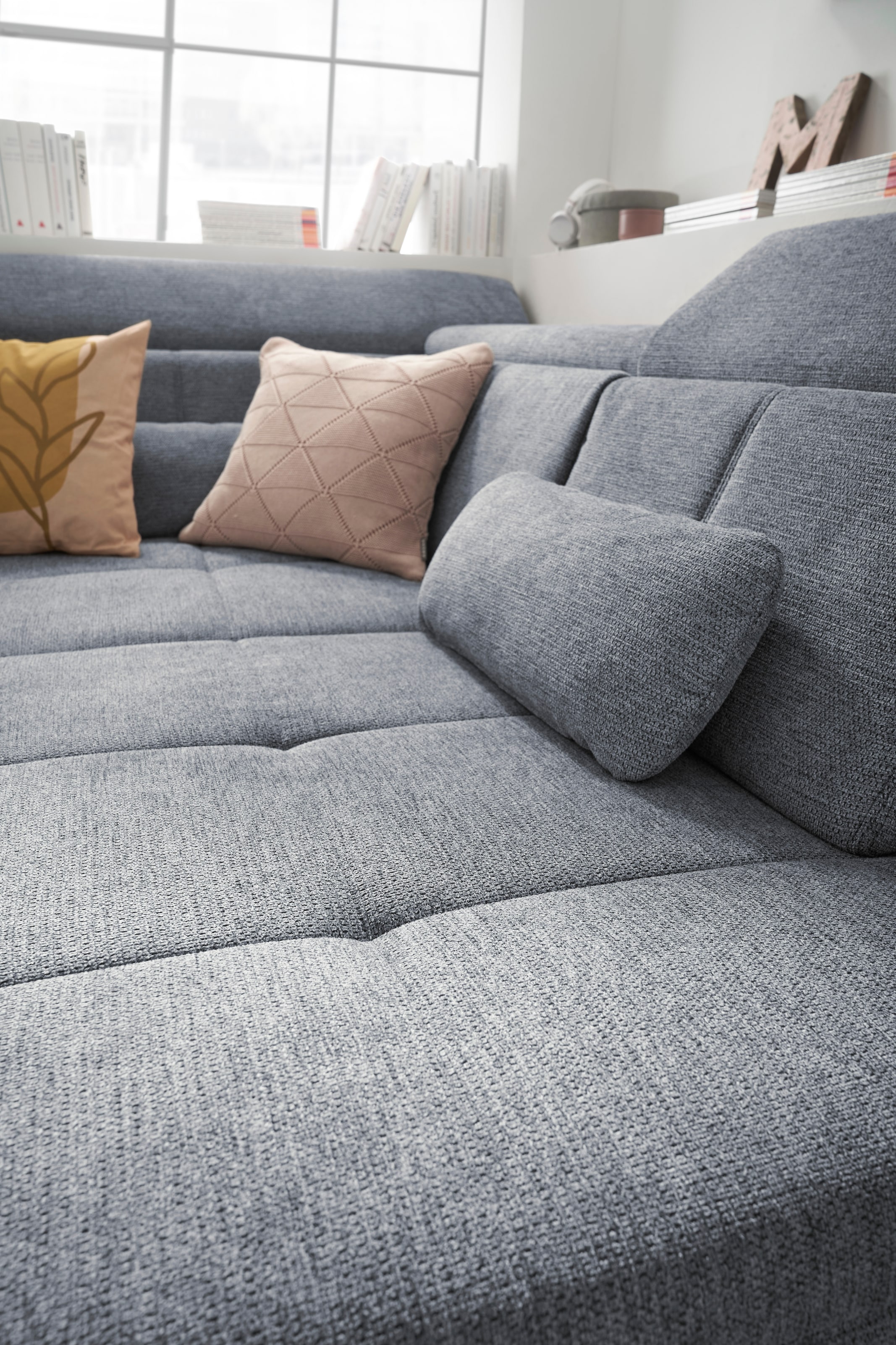 set one by Musterring Ecksofa »SO 3400 Sitzhöhe 47cm oder 49cm, Sitztiefe verstellbar, B/T 317/220 cm«, Kaltschaumpolsterung, Flachgewebe, whlw. mit weiteren Funktionen