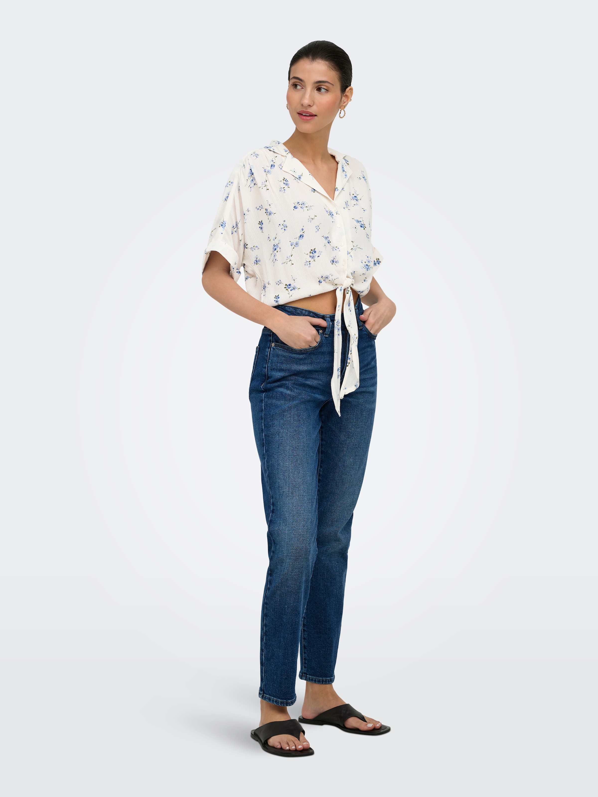 ONLY Kurzarmbluse »ONLPAULA LIFE S/S TIE SHIRT WVN NOOS« Viskose, regular fit