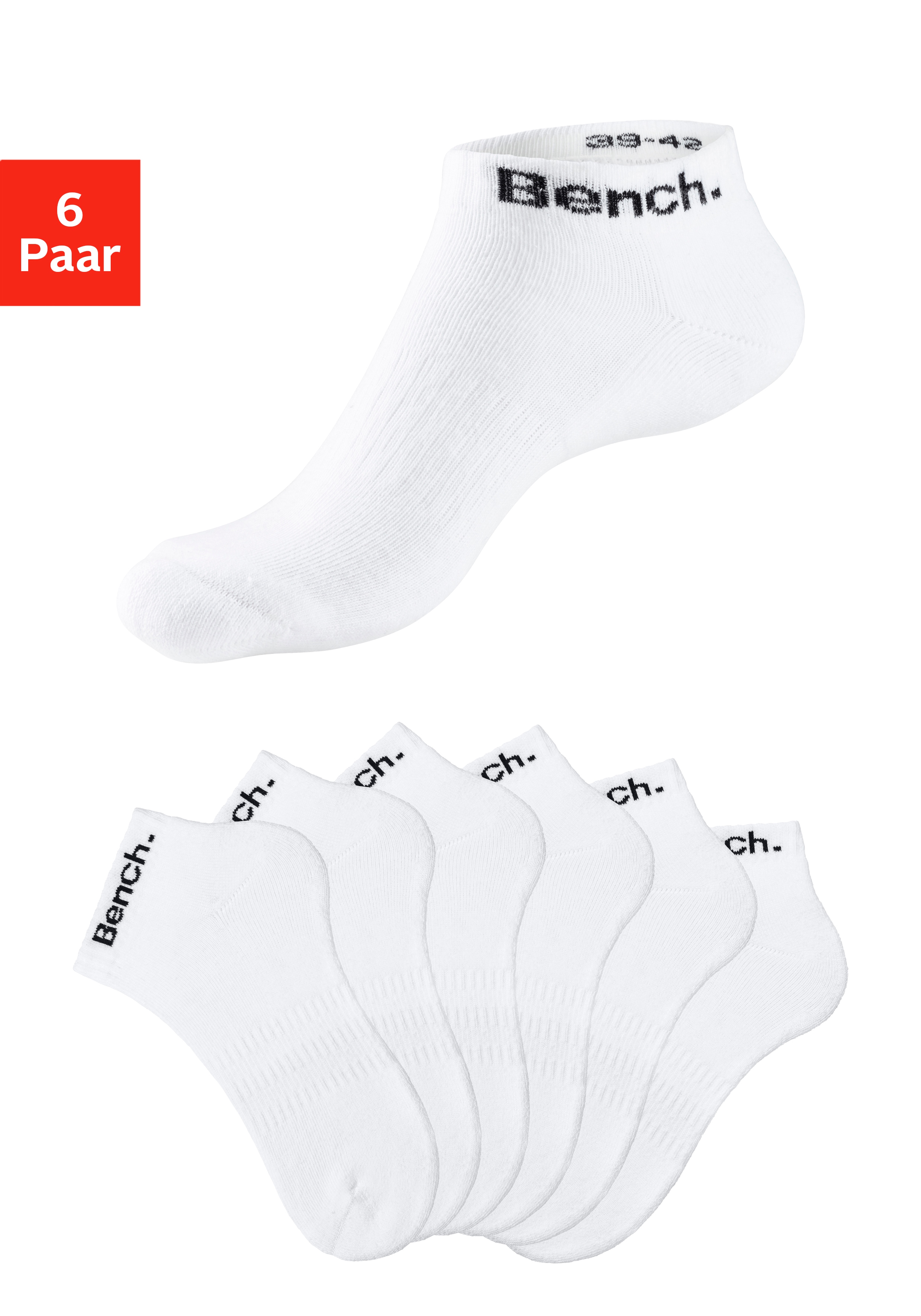 Bench. Sportsocken "Damen Herren Kurzsocken, Halbhohe Socken" Packung, 6 Paar tlg. Tennis Kurzsocken mit Halbfußfrottee