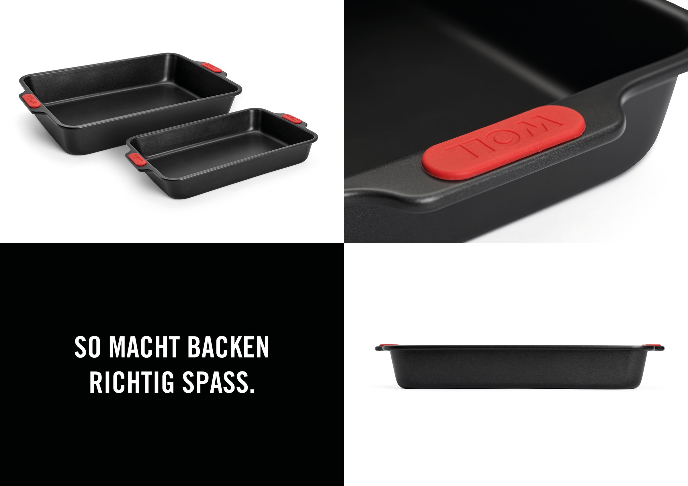 WOLL Auflaufform »Let's Bake!« Stahl 2 Stk. tlg. mit Antihaftversiegelung und integrierten Silikongriffen